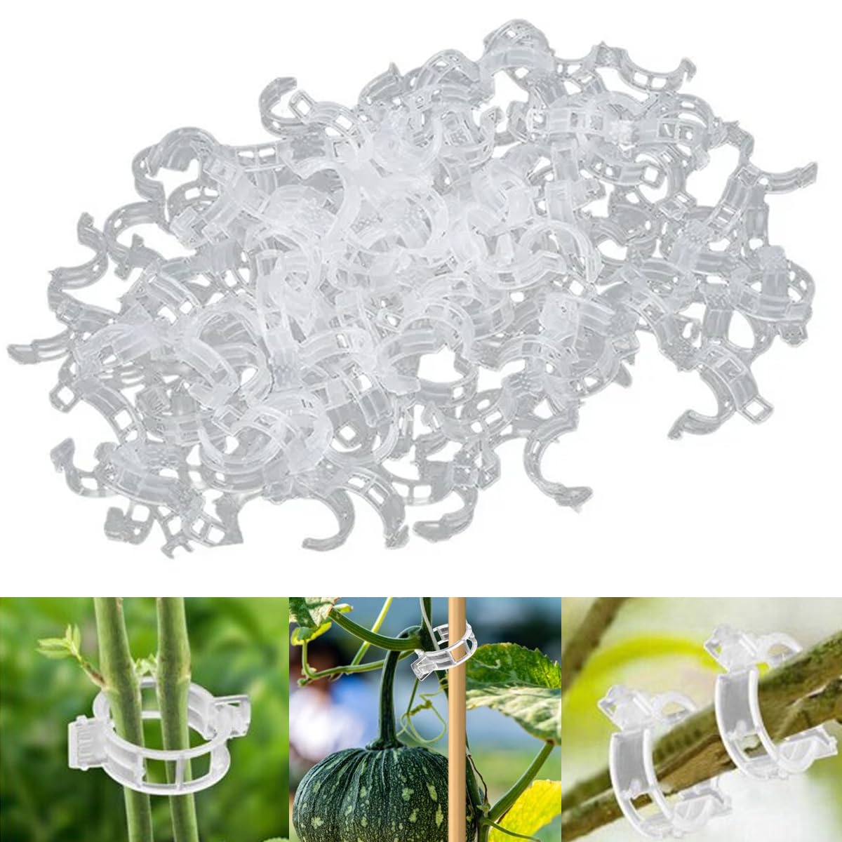 150 PCS Heavy-Duty Plastic Plant Support Clips for Climbing Plants - Garden Trellis Clips for Tomatoes, Grapes, Vegetables - Secure Vine & Stem Support - Ideal for Home Gardens, Greenhouses & Vertical Farming