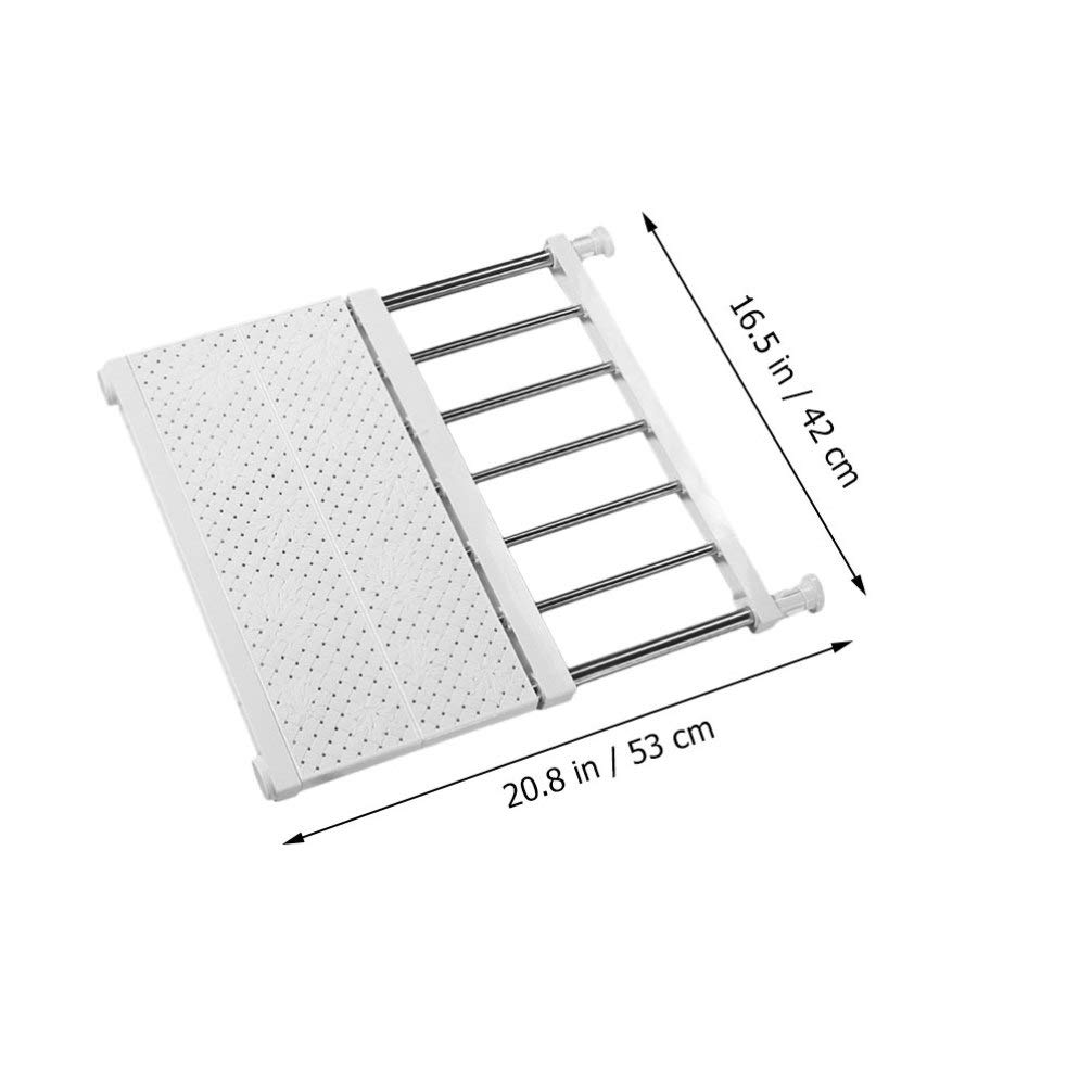 Adjustable Expandable Metal Wardrobe Storage Rack - White ABS Tension Closet Organizer Shelf for Clothes, Shoes & Accessories | Perfect for Bedroom, Dressing Table & Walk-in Closet Organization