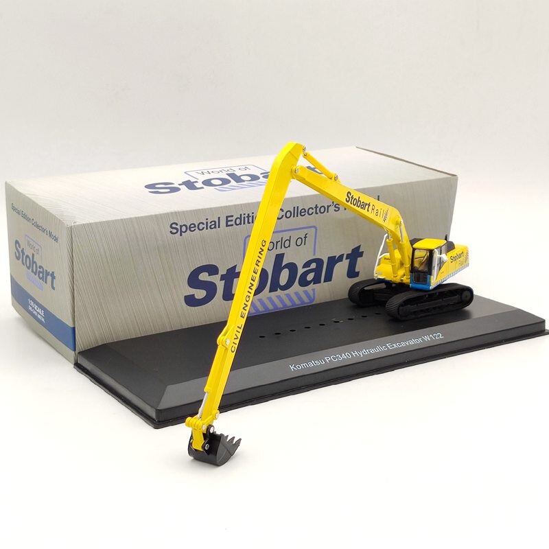 1/76 Scale Eddie Stobart Rail Komatsu PC340 Hydraulic Excavator Diecast Model - Yellow Construction Vehicle Toy for Adults & Collectors | Perfect for Civil Engineering Displays, Model Train Layouts, and Construction-Themed Collections