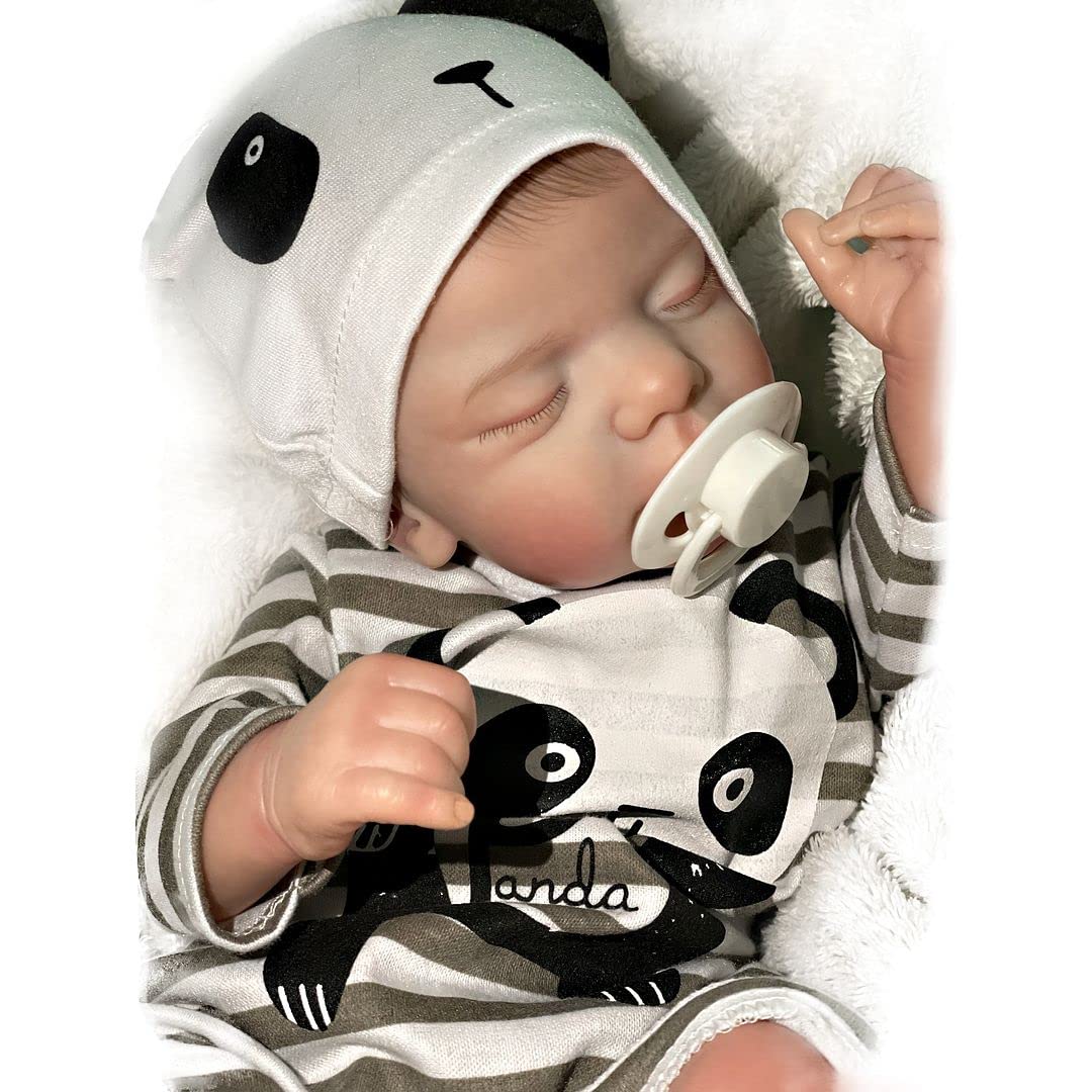 Adolly Gallery 19-20 Inch Realistic Reborn Baby Doll - Soft Silicone Vinyl Newborn Baby Boy Doll with Panda Outfit (Name Mason) - Perfect Gift for Kids Age 3+, Nursery Decor, Photography Prop & Collectible Doll