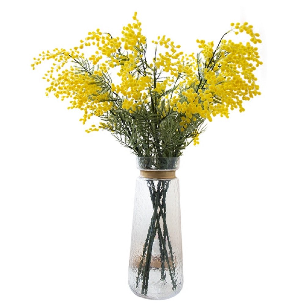 4pcs Mimosa Artificial Silk Flowers - Fake Plants Branches Spray Pudica Acacia Bouquet for Home Decor, Wedding Centerpieces & Fall Decoration (Yellow) - Perfect for Table Settings, Party Decor & Seasonal Displays