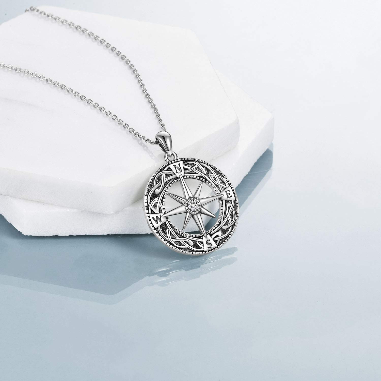 ONEFINITY Sterling Silver Celtic Knot Compass Necklace & Bracelet Set - Inspirational Graduation Gift, Friendship Talisman, Travel Jewelry for Women & Girls - Perfect for Graduation, Travel Adventures & Meaningful Gifts