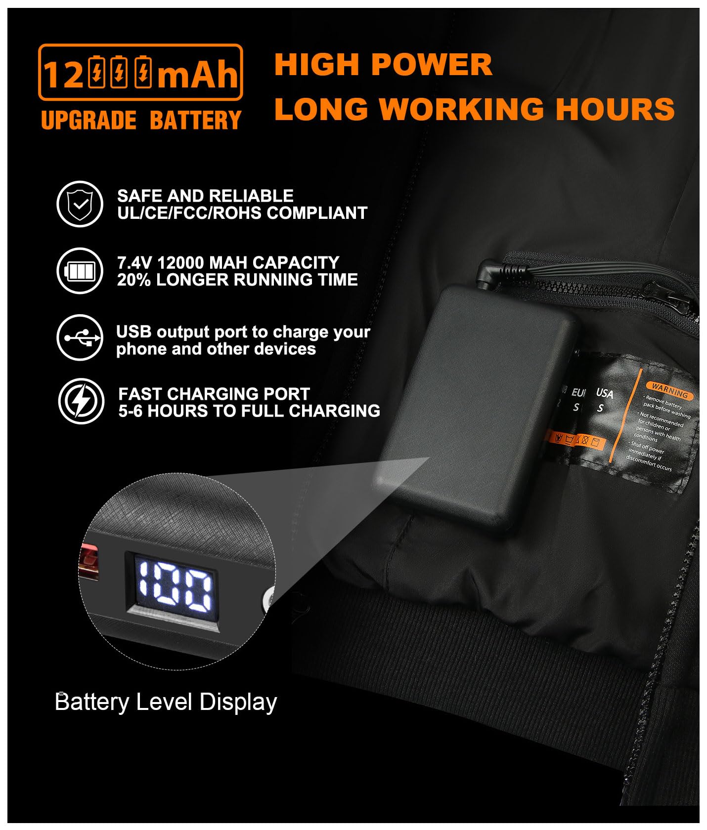 Rechargeable Heated Hoodie with Battery Pack - Electric Warming Hooded Sweatshirt for Men & Women - Perfect for Winter Outdoor Activities, Camping & Cold Weather Commutes