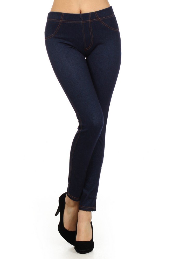 Women's Stretch Pull-On Jeggings with Back Pocket Stitching - Comfortable High Waisted Denim Leggings for Casual Wear, Work & Everyday Outfits