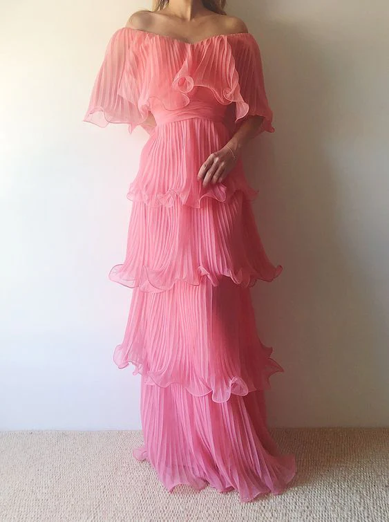 Elegant A-Line Pink Pleated Long Prom Dress for Formal Party & Evening Gala - J3504 | Perfect for Homecoming, Prom Night, and Special Occasions