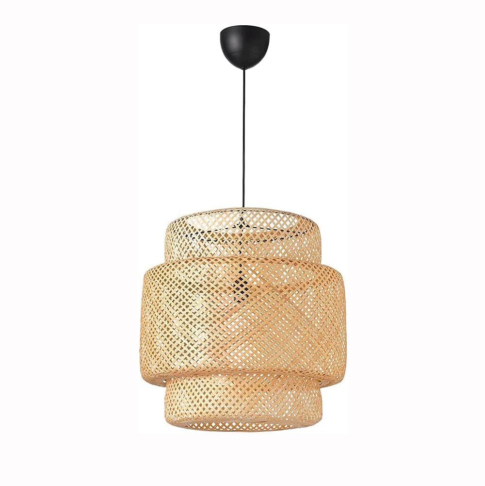 Hand-Woven Bamboo Pendant Light Fixture - Adjustable Telescopic Wicker Lampshade, E27 Birdcage Chandelier for Tea Room, Restaurant & Boho Home Decor - Perfect for Creating Cozy Ambiance in Living Rooms, Bedrooms and Outdoor Spaces