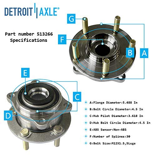 Detroit Axle Front or Rear Wheel Bearing Hub Assembly for Hyundai Santa Fe Sport & Veracruz - Direct Replacement for Smooth & Quiet Ride - Perfect for City Commuting & Off-Road Adventures