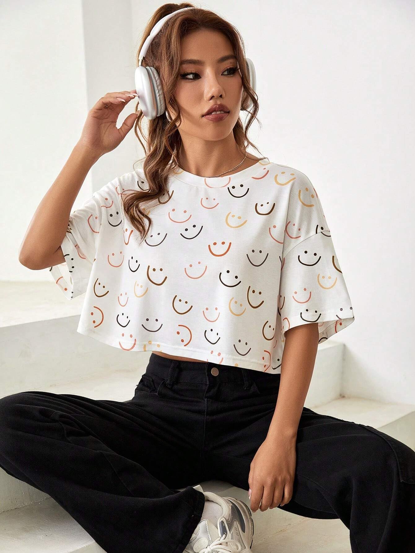TOPLOT Women's Casual Printed Half Sleeve Crop Top - Stylish Summer Blouse for Outfits, Parties & Daily Wear