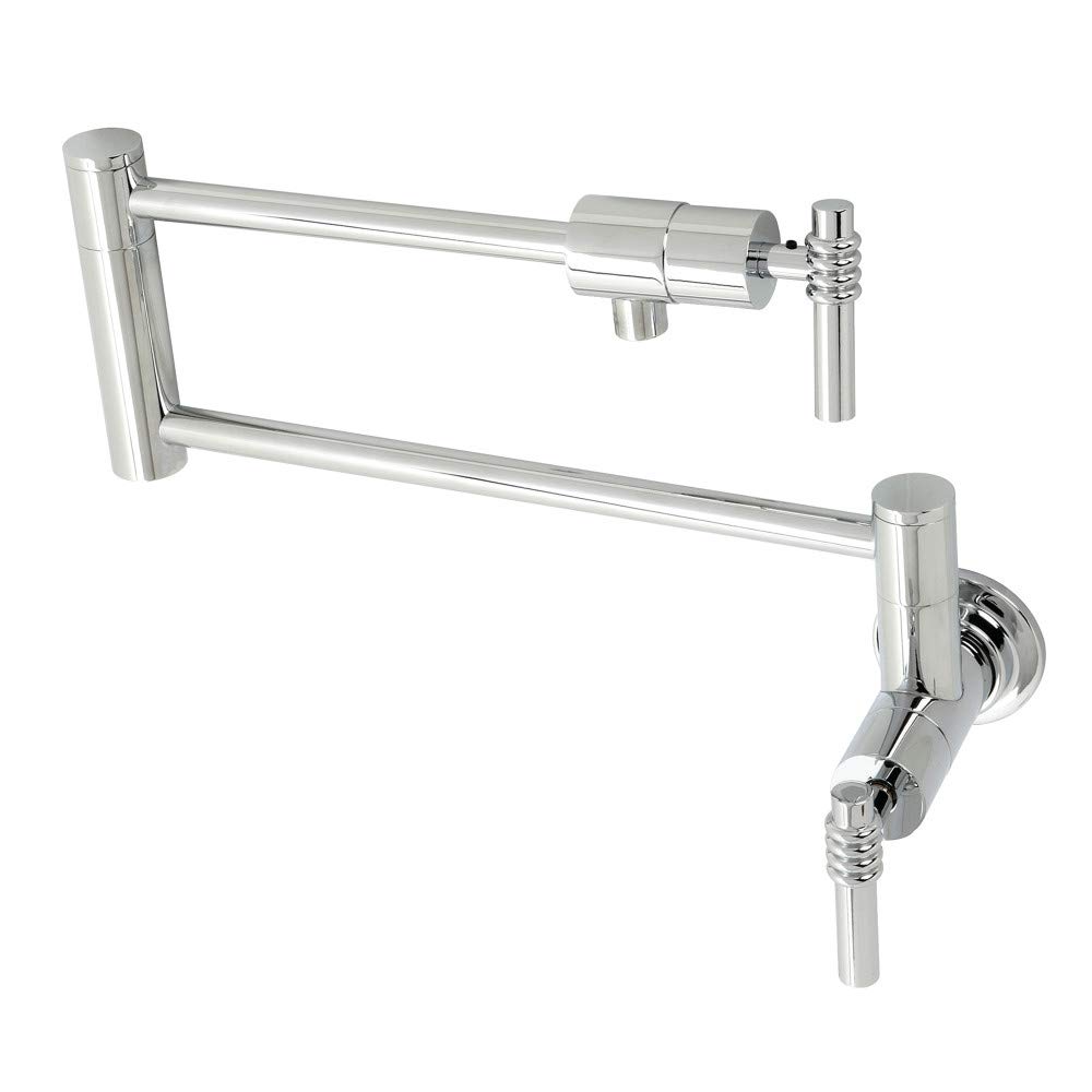Kingston Brass KS4101ML Milano Wall Mount Pot Filler Faucet - Polished Chrome Finish - Ideal for Kitchen Sink, Stove & Cooking Area
