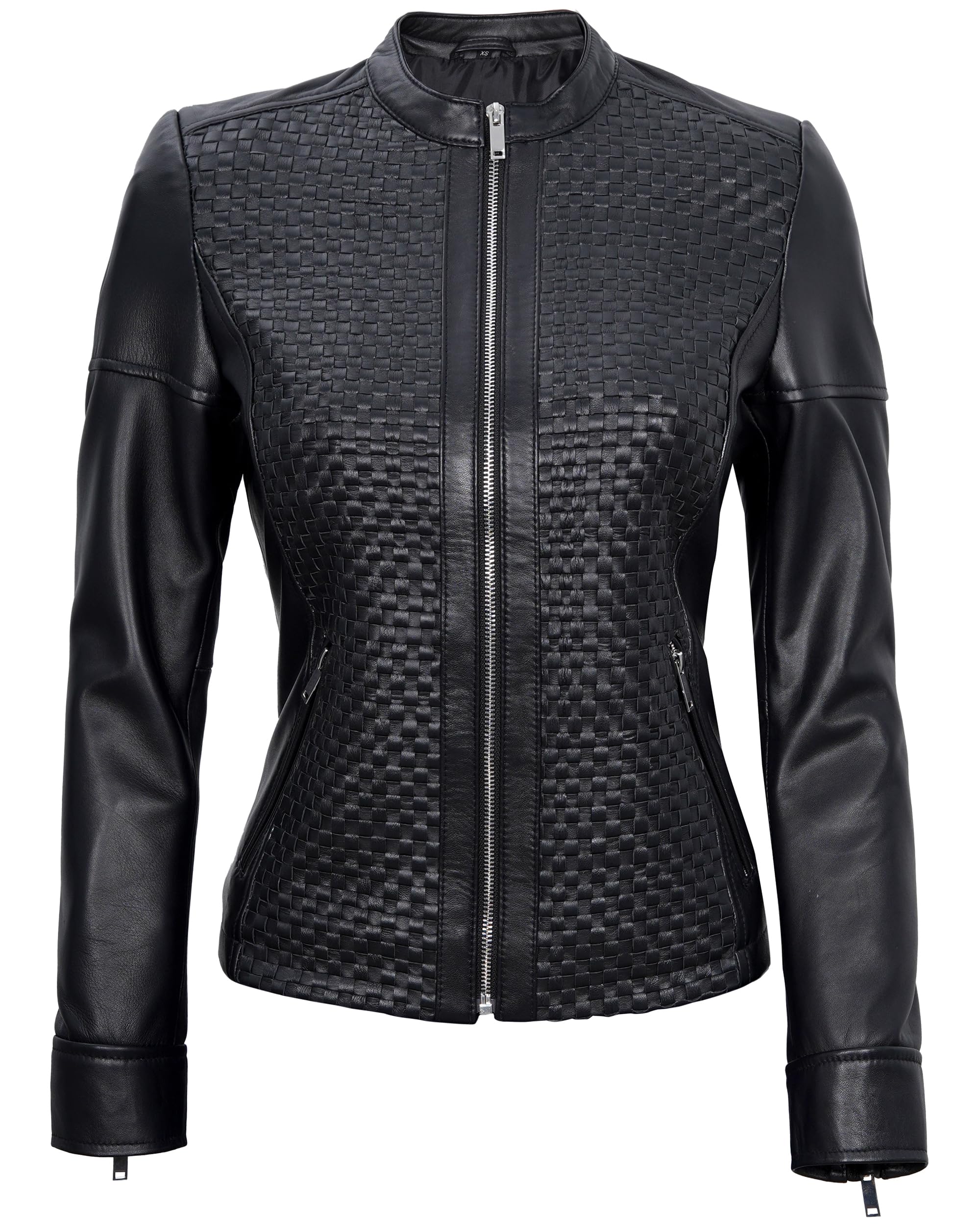 Blingsoul Genuine Leather Jacket for Women - Stylish Cafe Racer Biker Jacket with Zipper | Perfect for Motorcycle Riding, Casual Outfits & Night Out