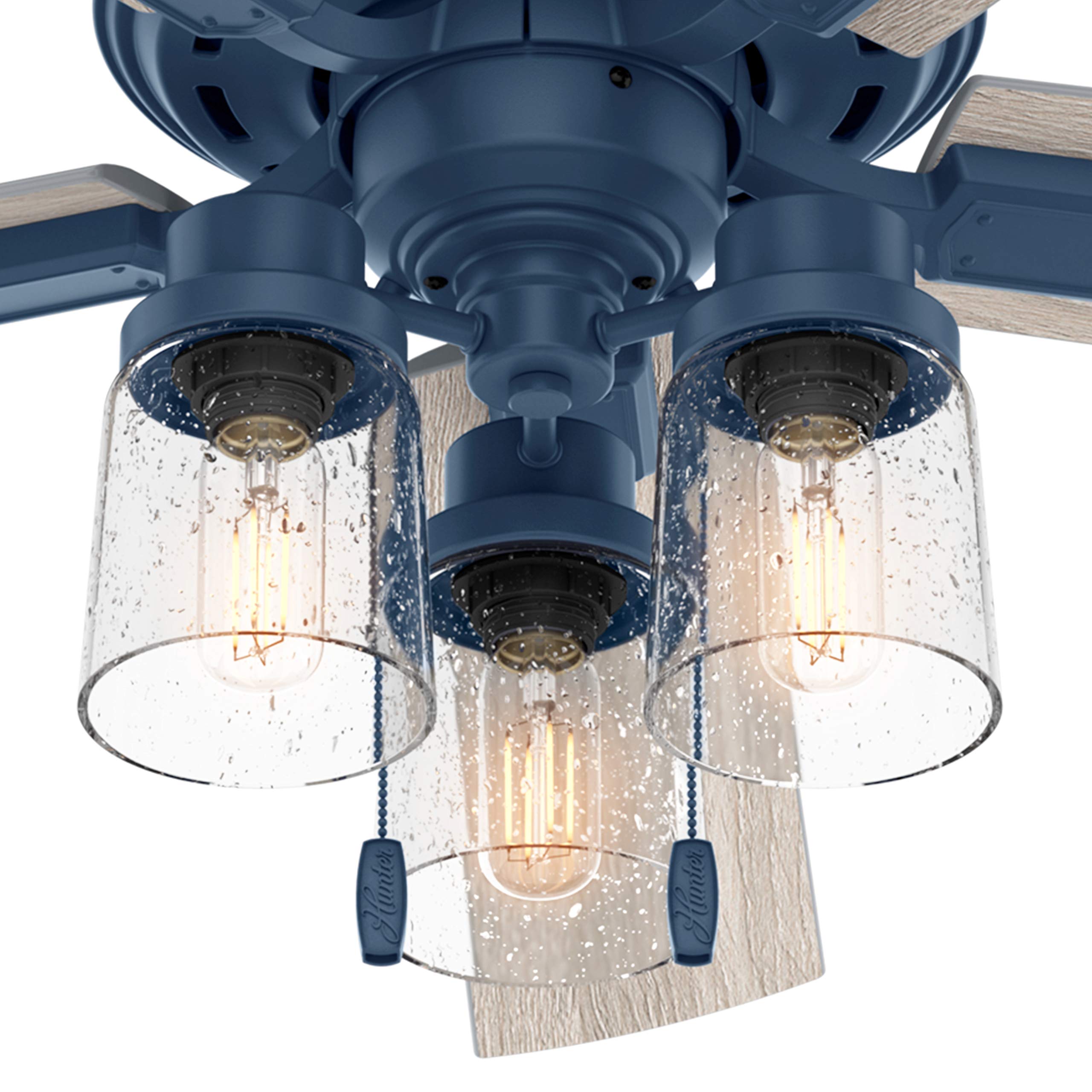 Hunter Fan 52 Inch Indoor Ceiling Fan with Light Kit - Casual Indigo Blue (Renewed) - Perfect for Living Room, Bedroom & Home Office Cooling & Lighting