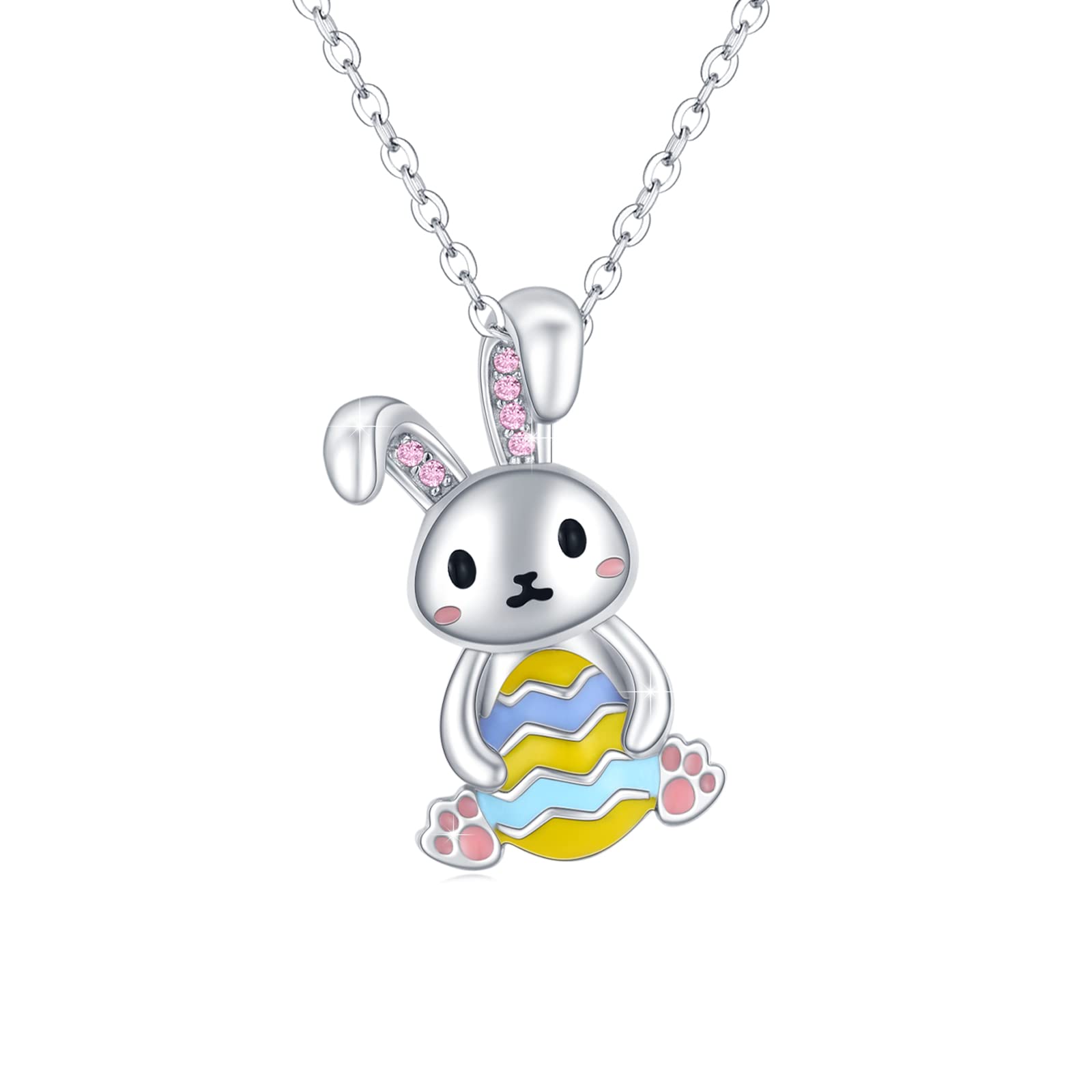 Sterling Silver Bunny Necklace for Women - Elegant Rabbit Pendant Jewelry, Easter Gift for Mom, Mother's Day Present | Perfect for Easter Celebrations, Spring Fashion Accessories, and Thoughtful Gift Giving