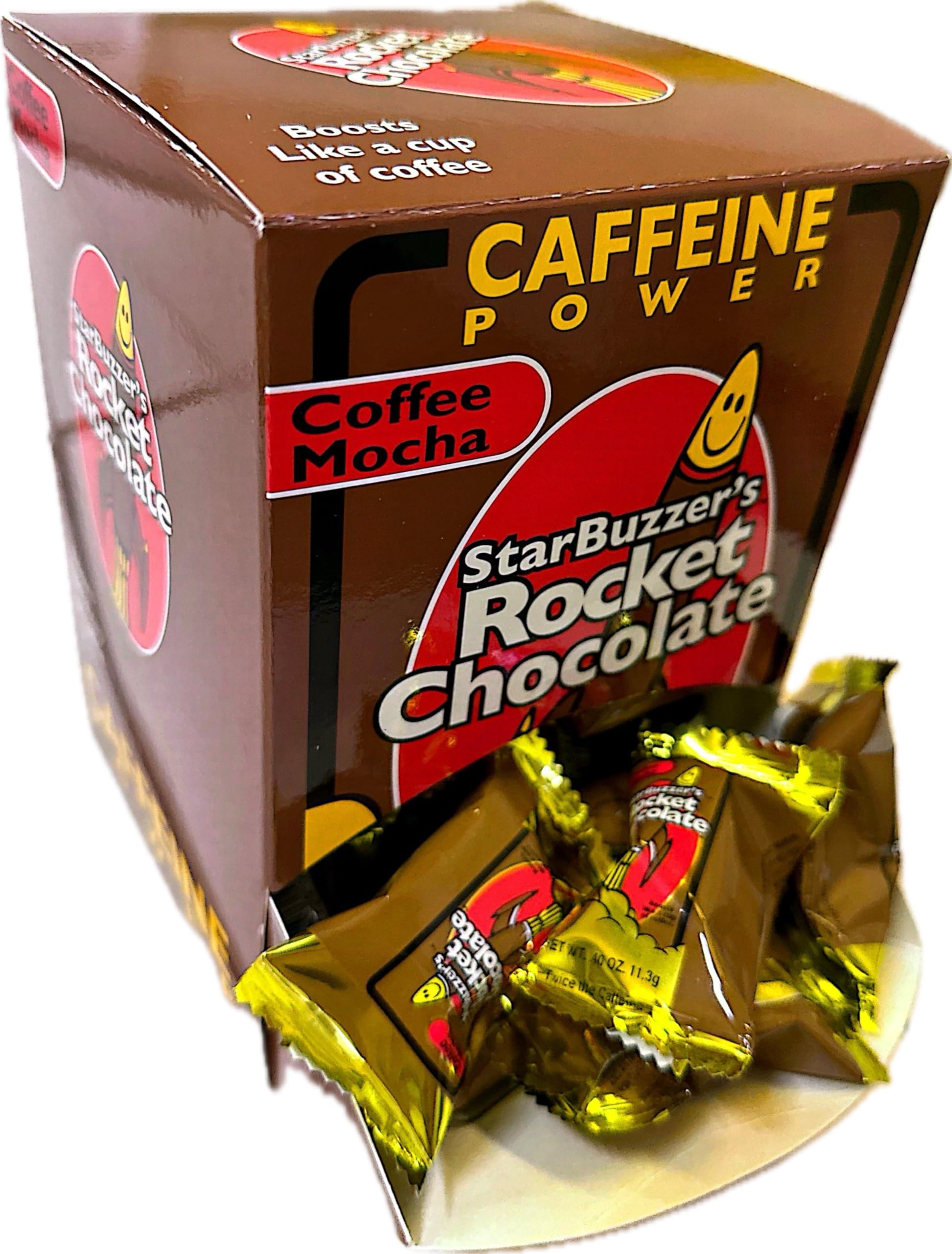 Rocket Chocolate Milk Chocolate Mocha Flavored Caffeinated Chocolate Truffles - 50 Count Mini Bites | Energy Boost Snack for Workouts, Office & Study Sessions