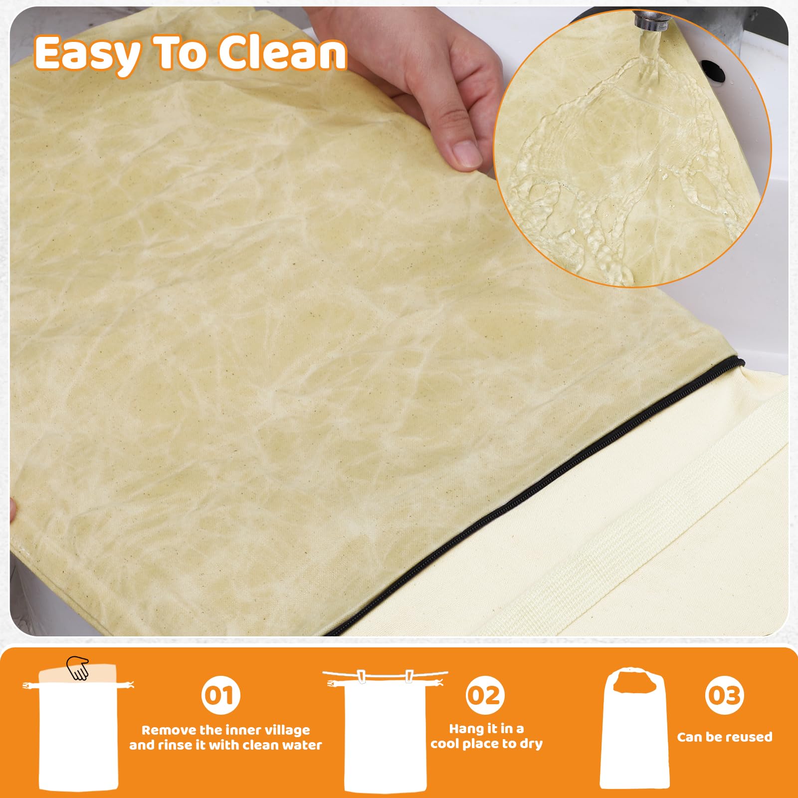 Reusable Beeswax Bread Bags for Homemade Sourdough - 2 Pack XL Linen Bread Storage Bags (12.6