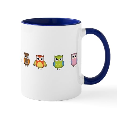White/Navy Inside - Cute And Colorful Owls Mug