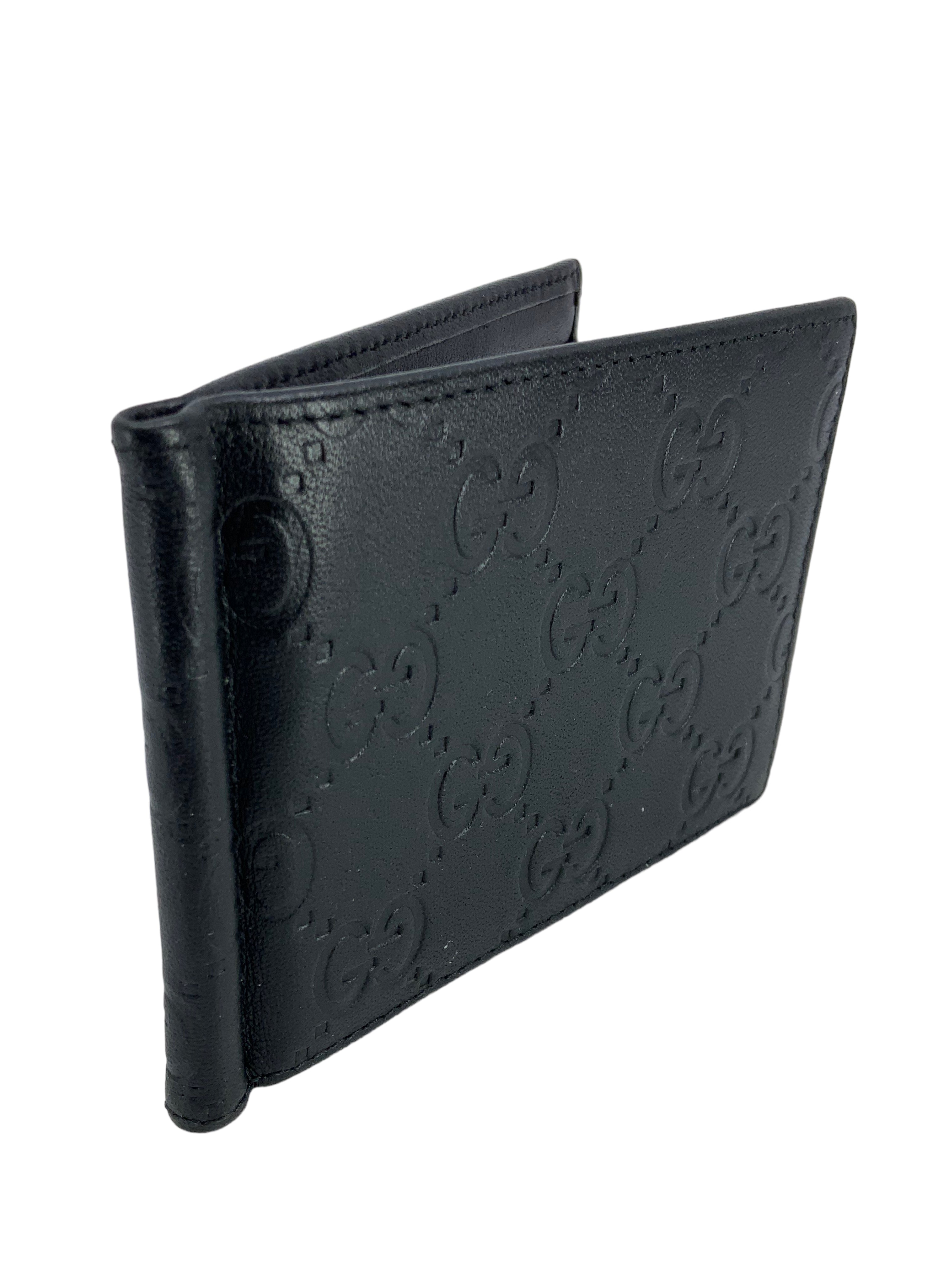 GUCCI GG Monogram Leather Bi-Fold Wallet for Men - Luxury Designer Money Clip Wallet for Everyday Use & Travel