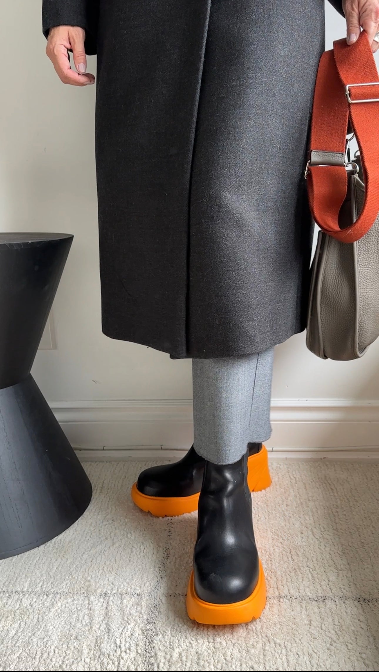Bottega Veneta Black Leather & Orange Rubber Flash Boots Size 40 - Stylish Waterproof Ankle Boots for Women | Perfect for Rainy Days, Outdoor Adventures & Fashion Streetwear