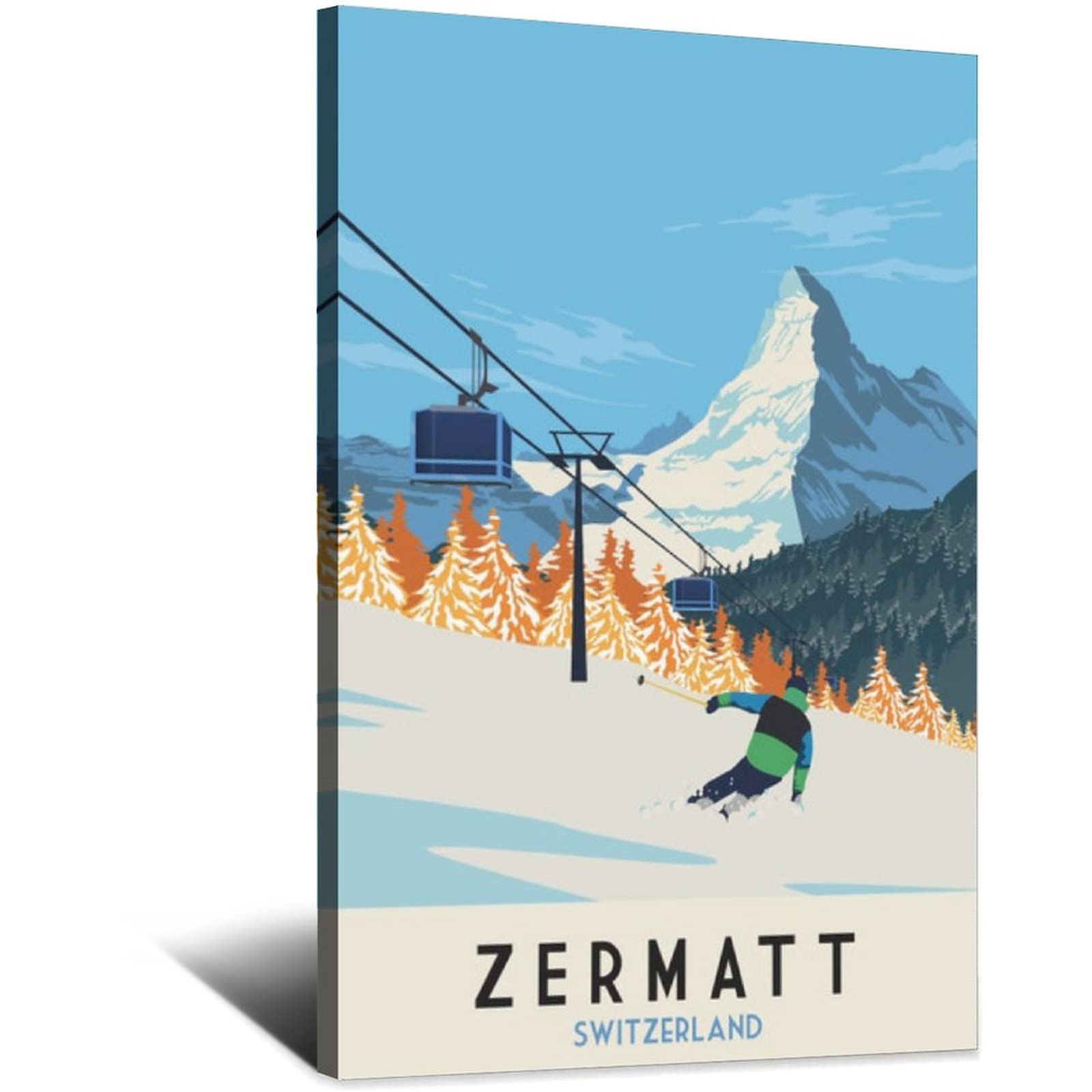 Vintage Zermatt Switzerland Travel Poster - Canvas Wall Art for Home Decor, Bedroom, Office & Gift Ideas - Perfect for Travel Enthusiasts & Alpine Theme Lovers