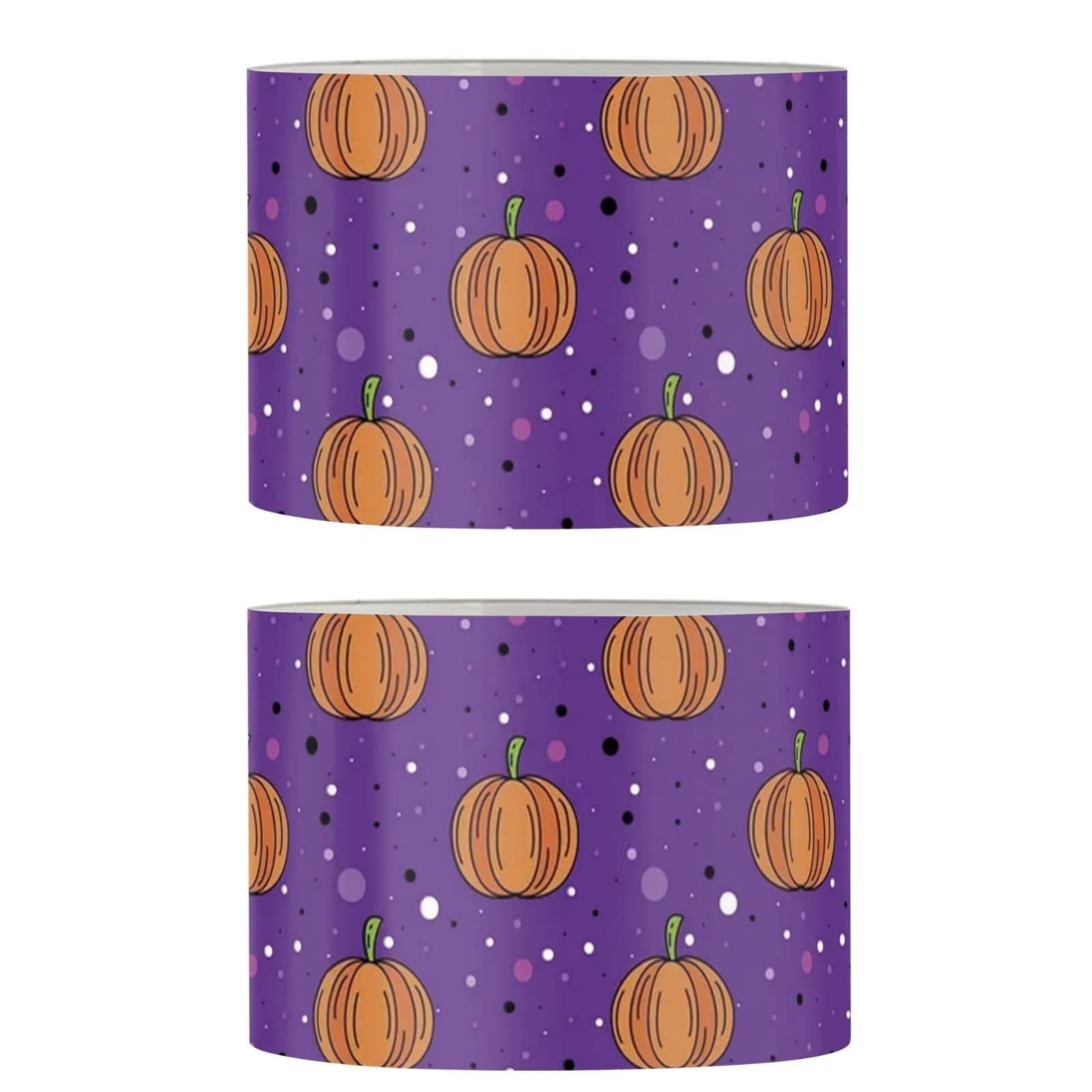 ZOUTAIRONG Halloween 2-Piece Purple Pumpkin Print Lamp Shade Cover - Replacement for Table & Floor Lamps - Large Size Decorative Lighting for Bedroom, Living Room & Home Decor - Perfect for Spooky Seasonal Ambiance