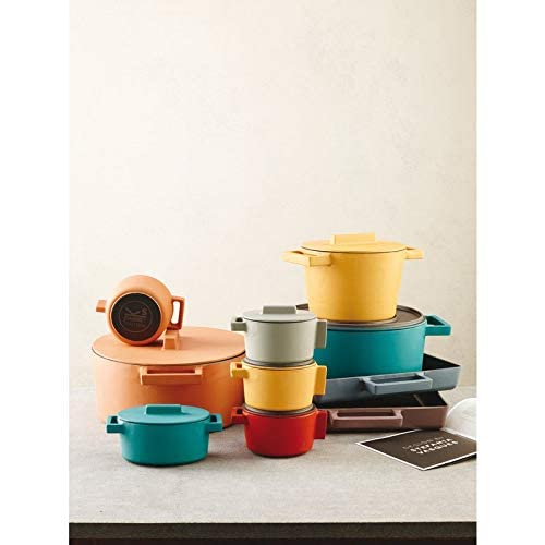 Terra Cotto Cast-Iron Casserole Pot - 5.1 x 3.9 Inch (13 x 10 cm) Dutch Oven for Curry, Stew, and Baking - Perfect for Stovetop, Oven & Camping Cooking