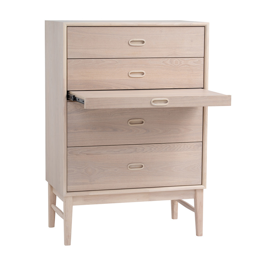 HAYTON 70cm Tall Sideboard - White Oak Solid Wood Buffet Cabinet for Dining Room, Living Room & Entryway Storage