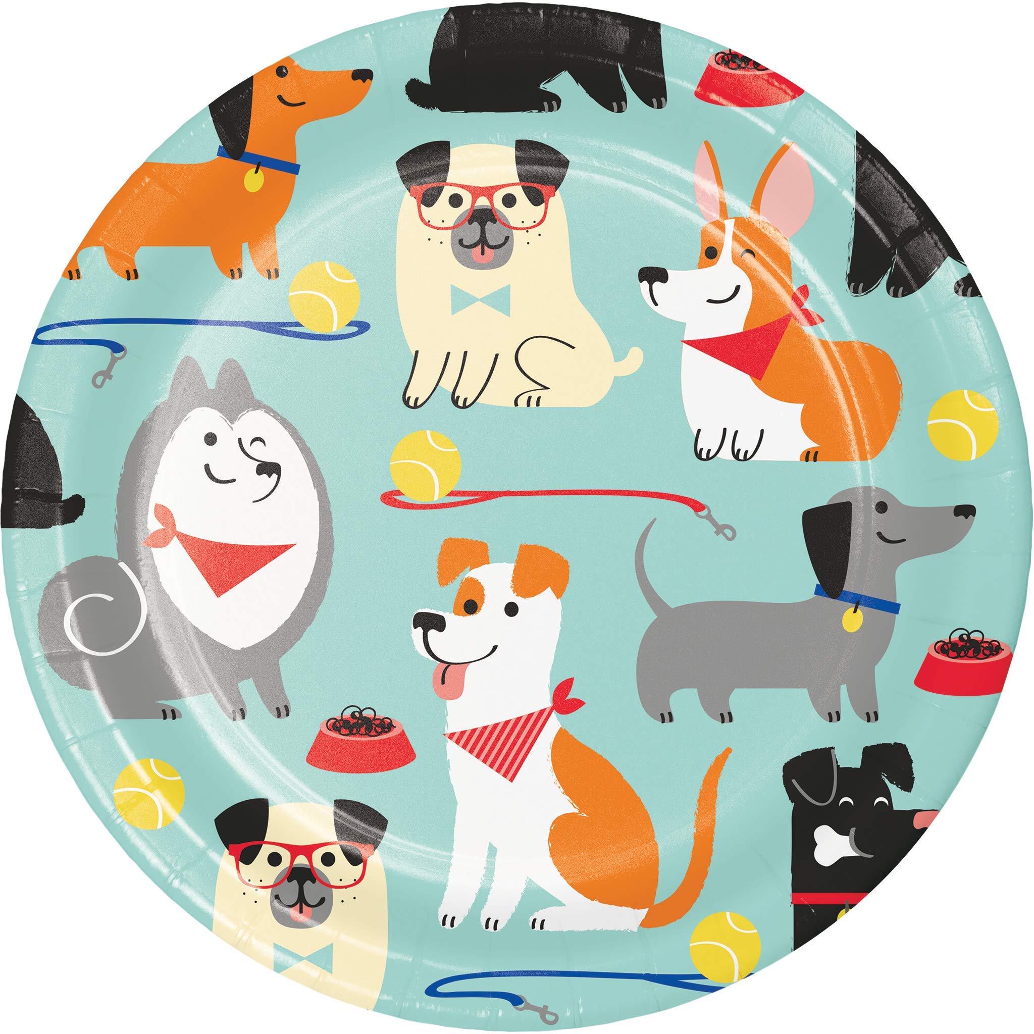 Puppy Dog Themed Party Supplies Set - 8 Shaped Dinner Plates, Dessert Plates & Luncheon Napkins for Birthday Celebrations & Dog Lover Events