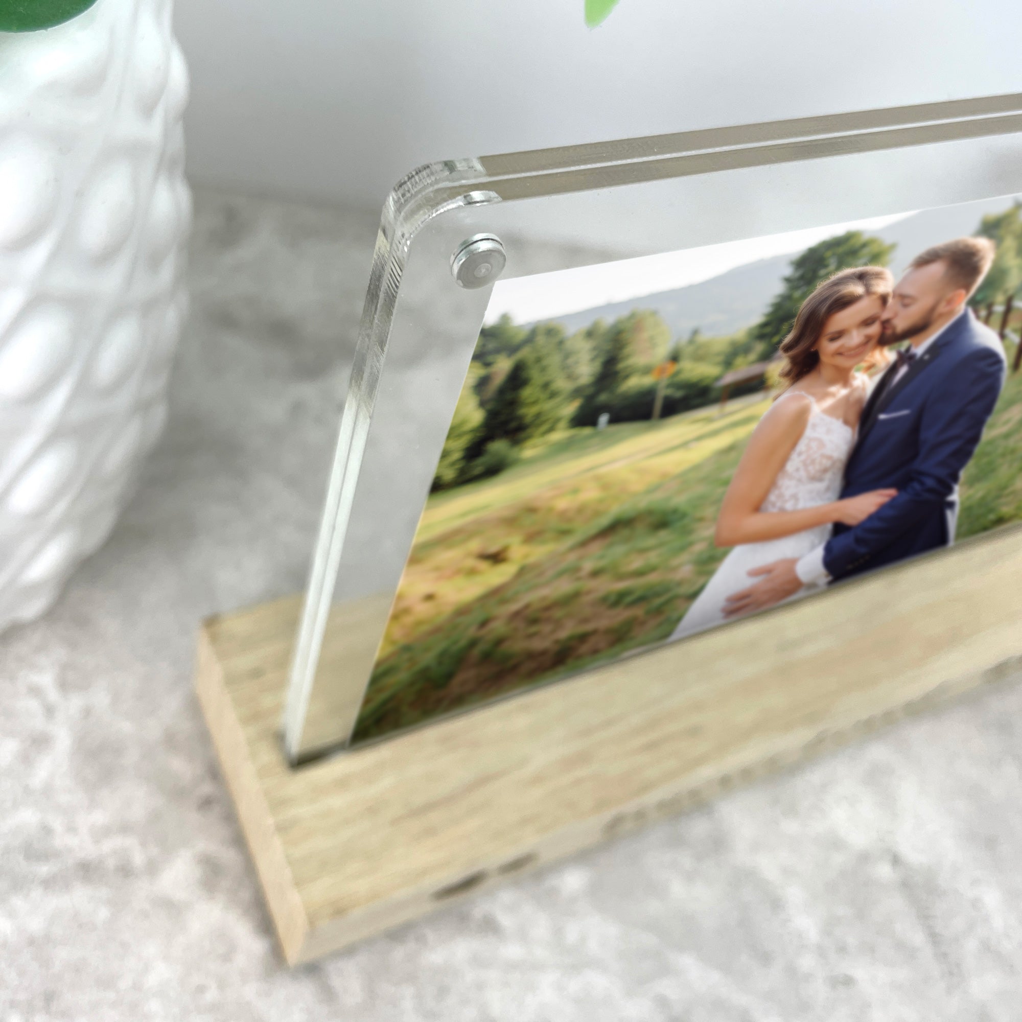 Personalized Wedding Script Wooden Photo Frame 6x4 Inch - Perfect for Wedding Photos, Anniversary Gifts & Home Decor