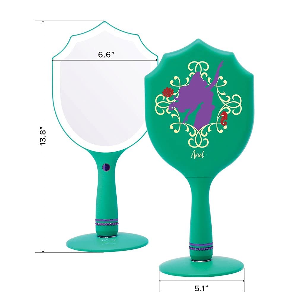Disney Princess Ariel LED Makeup Mirror - 3 Color Modes for Travel & Bedroom