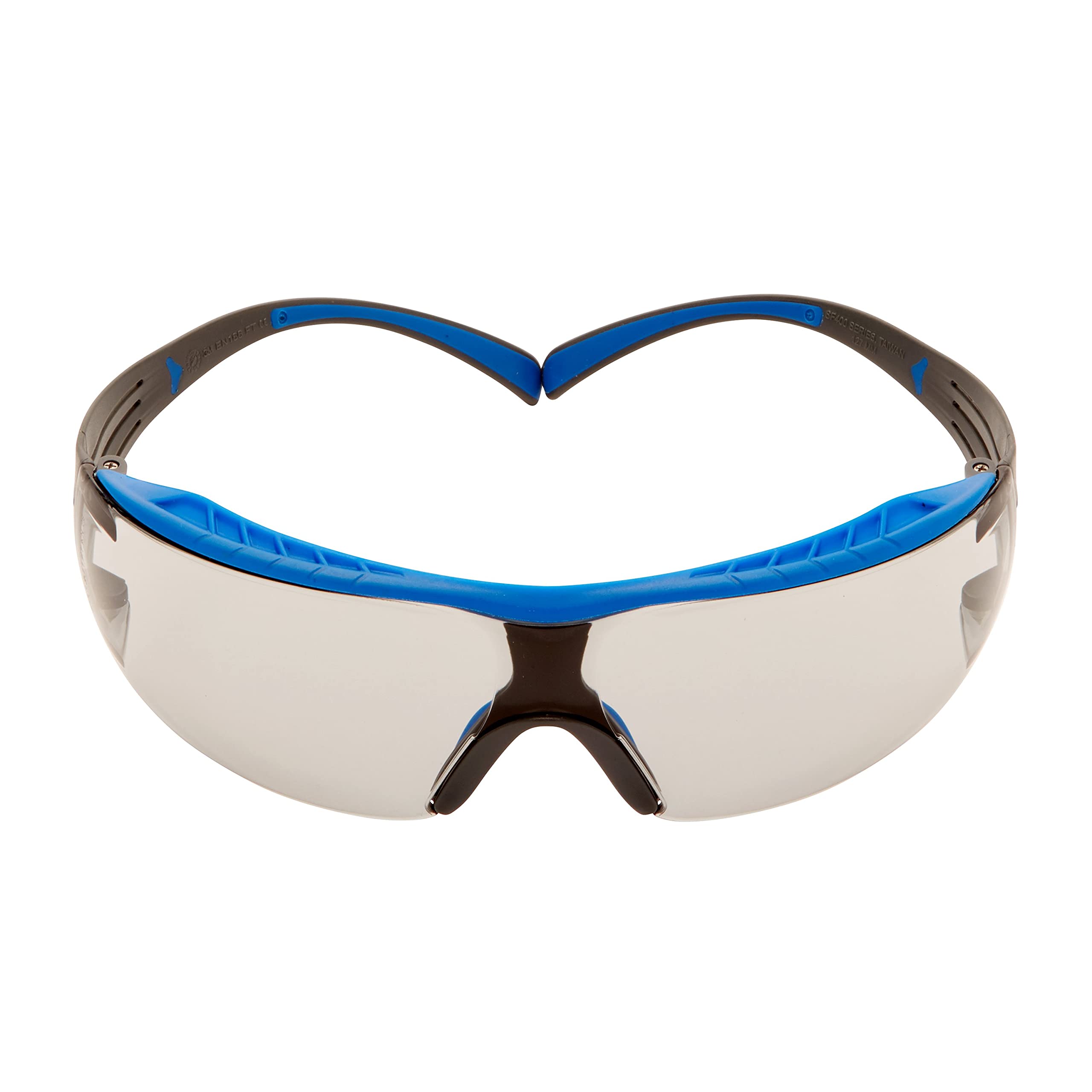 3M SecureFit 400X Safety Glasses with Scotchgard Anti-Scratch & Anti-Fog Coating - Blue/Grey Frame, Grey Lens - SF407XSGAF-BLU for Indoor & Outdoor Work, Construction, DIY Projects, and Industrial Safety Protection