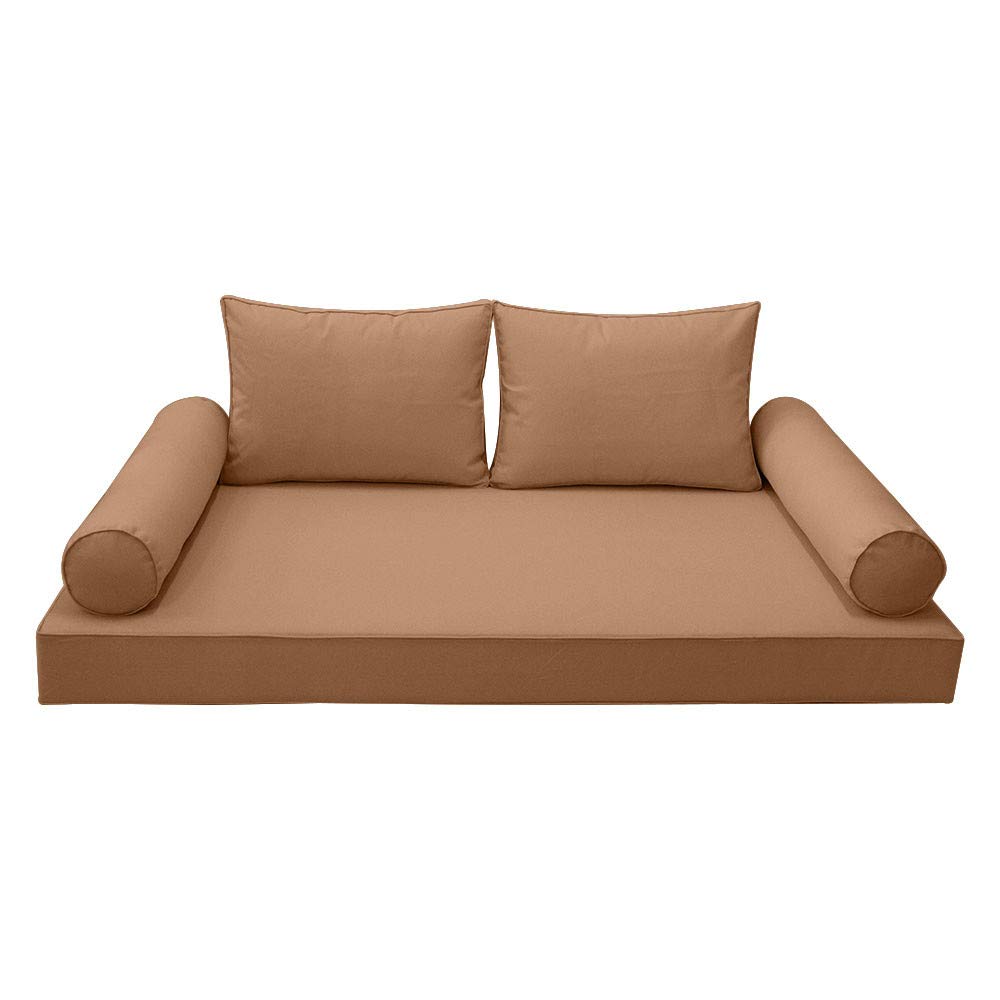 Prolinemax Outdoor Style 1 Twin-XL Piped Trim Daybed Mattress Bolster Pillow Fitted Sheet Cover Only - AD104 | Perfect for Patio Furniture, Daybeds, and Outdoor Lounging