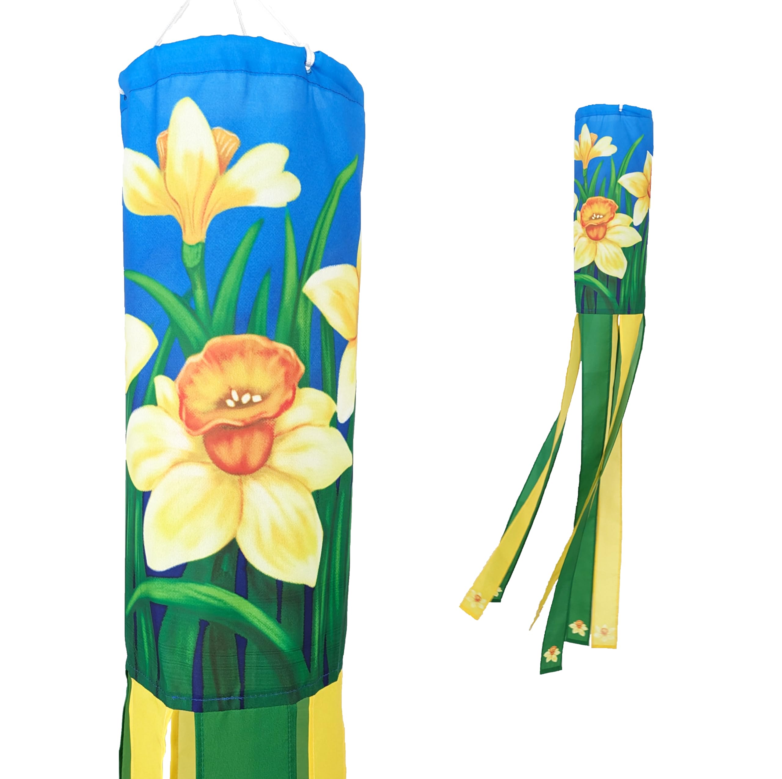 Madrona Brands Daffodil Flower Windsock - Durable Outdoor Hanging Decoration for Yard, Garden, Patio & Deck | 48 Inch Spring Floral Decor | Perfect for Easter, Mother's Day & Outdoor Parties