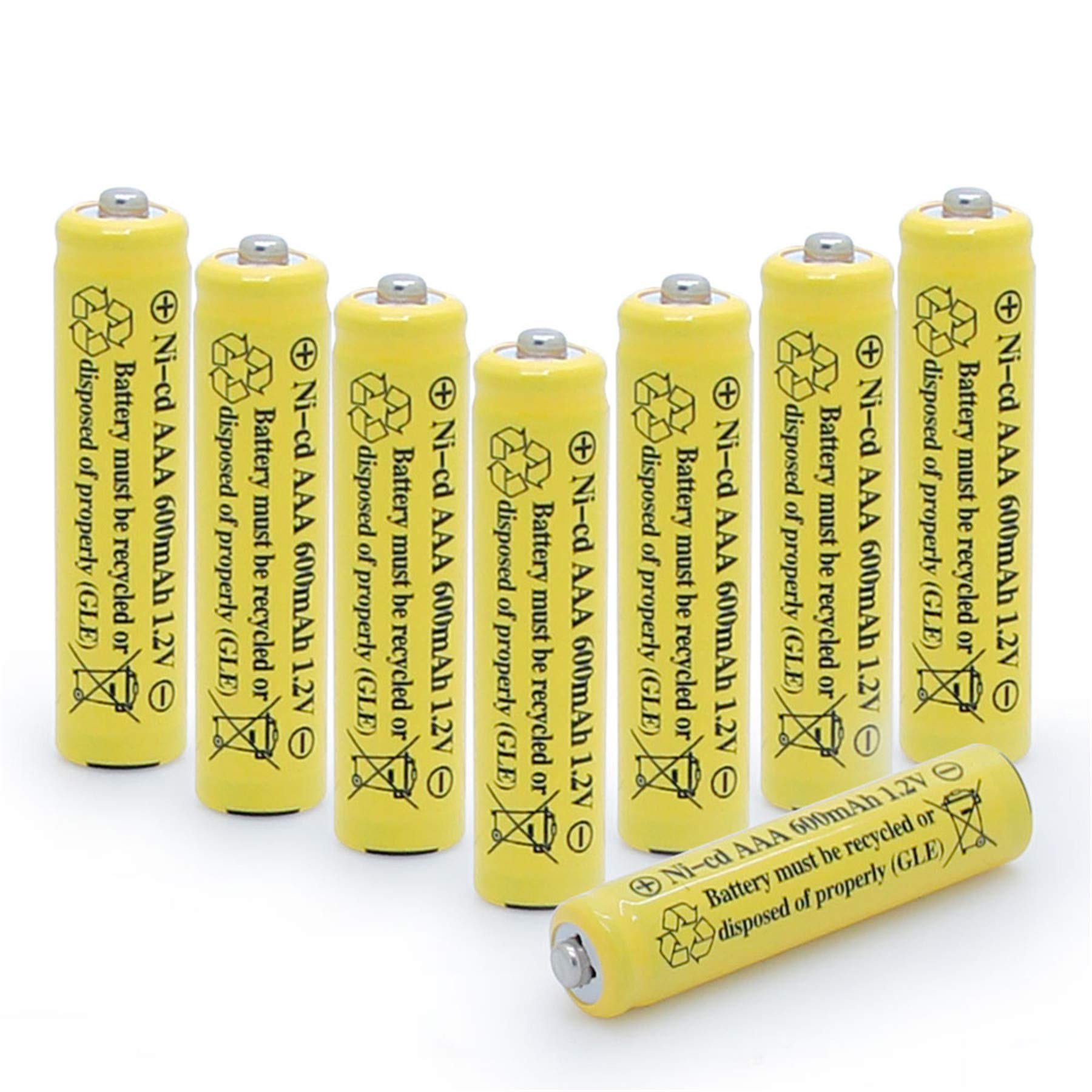 8 Pack NiCd AAA 1.2V 600mAh Rechargeable Batteries - Triple A Solar Batteries for Outdoor Solar Lights, Garden Lights & Solar Lamps - Perfect for Solar-Powered Landscape Lighting & Emergency Backup Power
