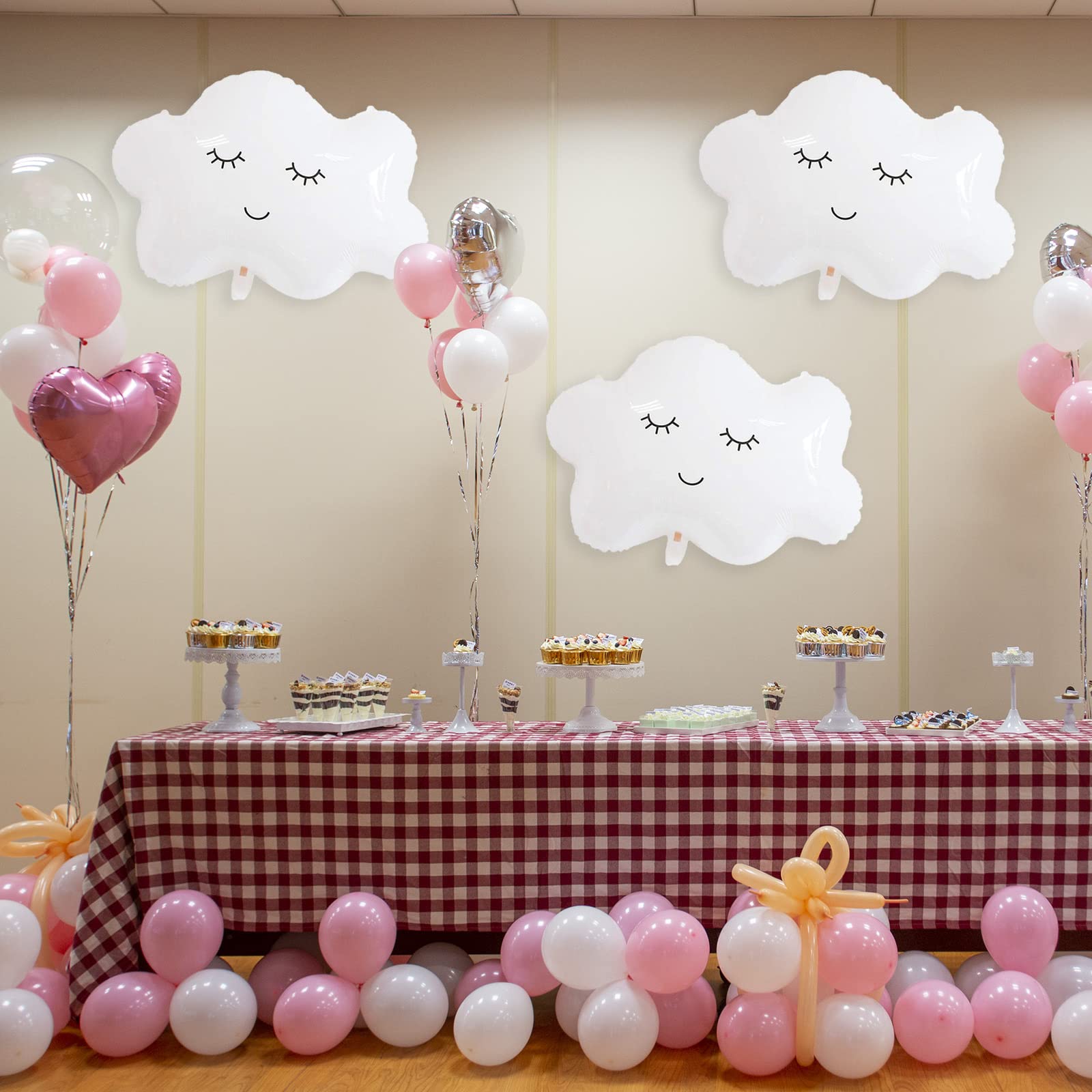 White Cloud Shaped Foil Balloons - 6pcs Smile Face Mylar Balloons for Wedding, Birthday & Christmas Party Decorations | Perfect for Baby Showers, Gender Reveals & Indoor/Outdoor Events