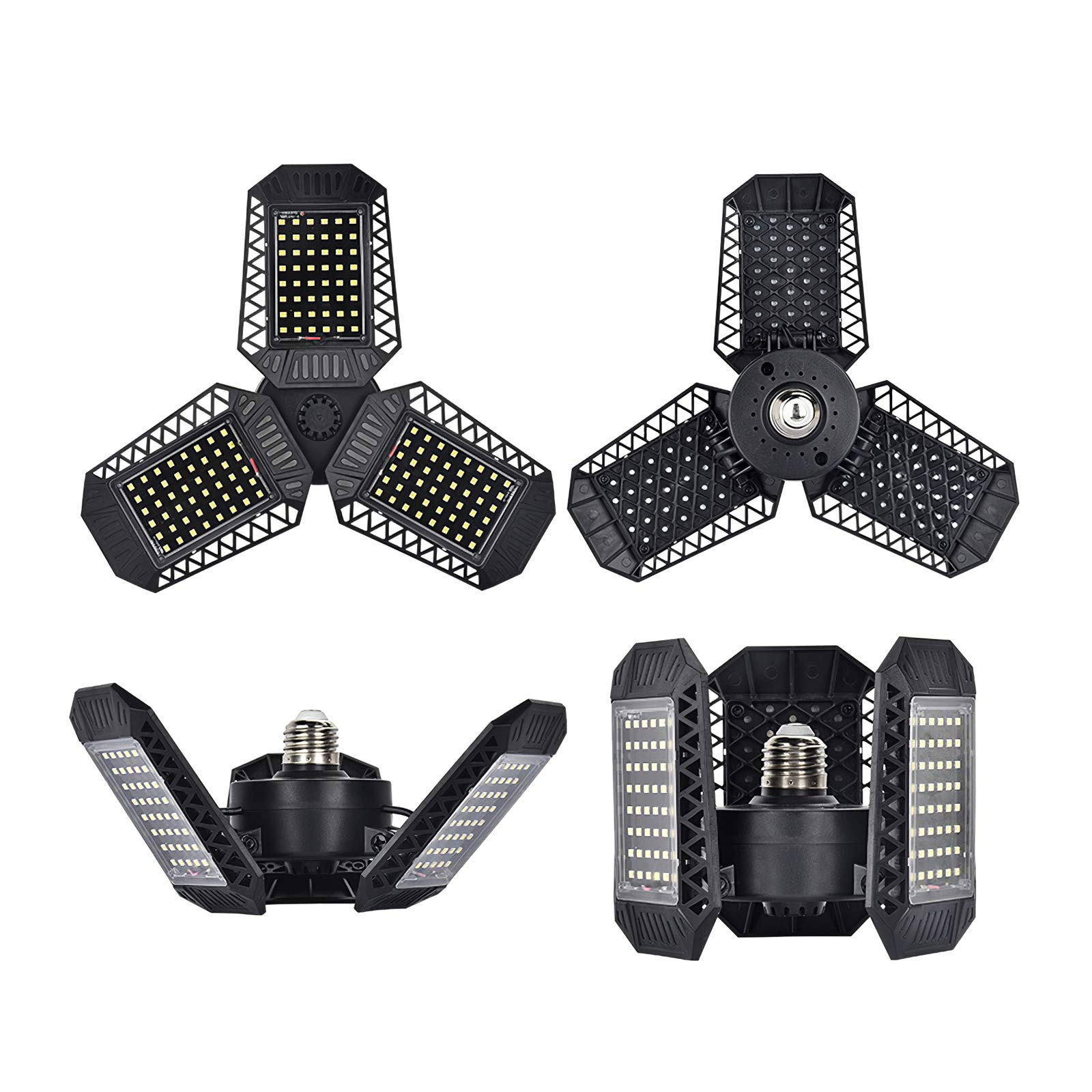 60W LED Garage Light, Adjustable Shop Light with 3-Panel Design - Bright Ceiling Lighting for Basement, Warehouse, Factory & Workshop (Energy Efficient, Durable) - Perfect for Automotive Work, Storage Areas & Industrial Spaces