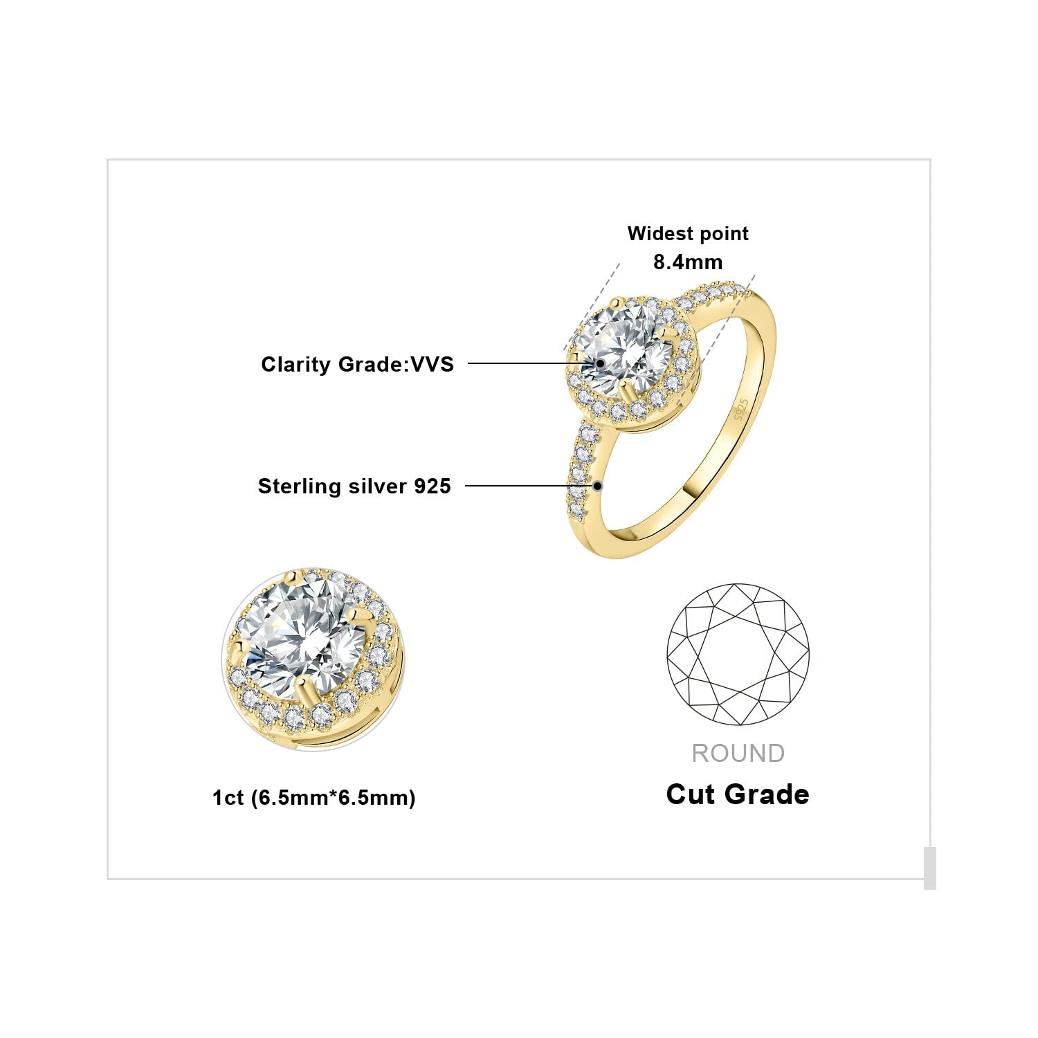 1.5ct Round Cut Cubic Zirconia Halo Engagement Ring for Women - 925 Sterling Silver Promise & Wedding Ring Set - Simulated Diamond Anniversary Jewelry - Perfect for Proposals, Anniversaries & Special Occasions