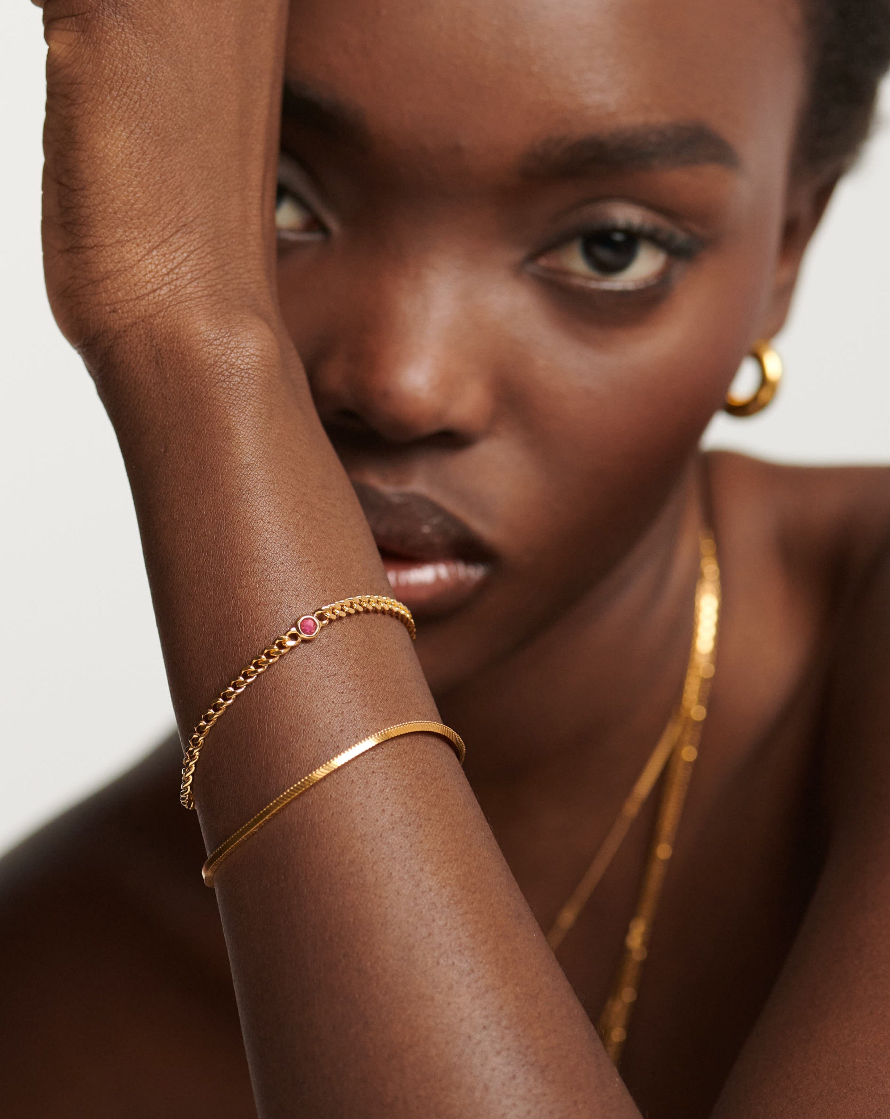October Birthstone Chain Bracelet - 18k Gold Plated Vermeil with Pink Tourmaline | Elegant Jewelry Gift for Women, Birthday, Anniversary & Special Occasions