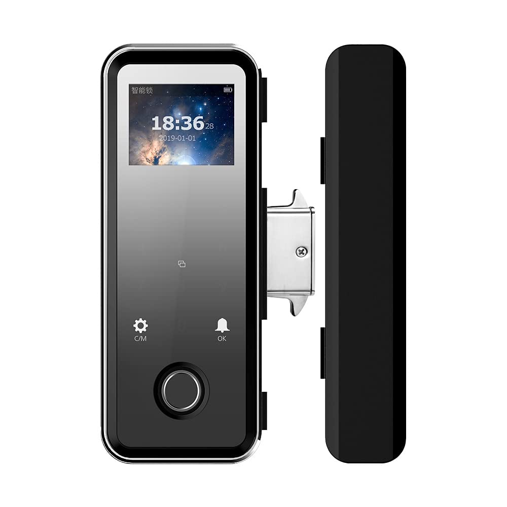 Smart Fingerprint Door Lock - Keyless Entry with Digital Password, Key-Card & Touchscreen for Glass Doors - Ideal for Homes, Offices & Apartments (Color: As Shown)