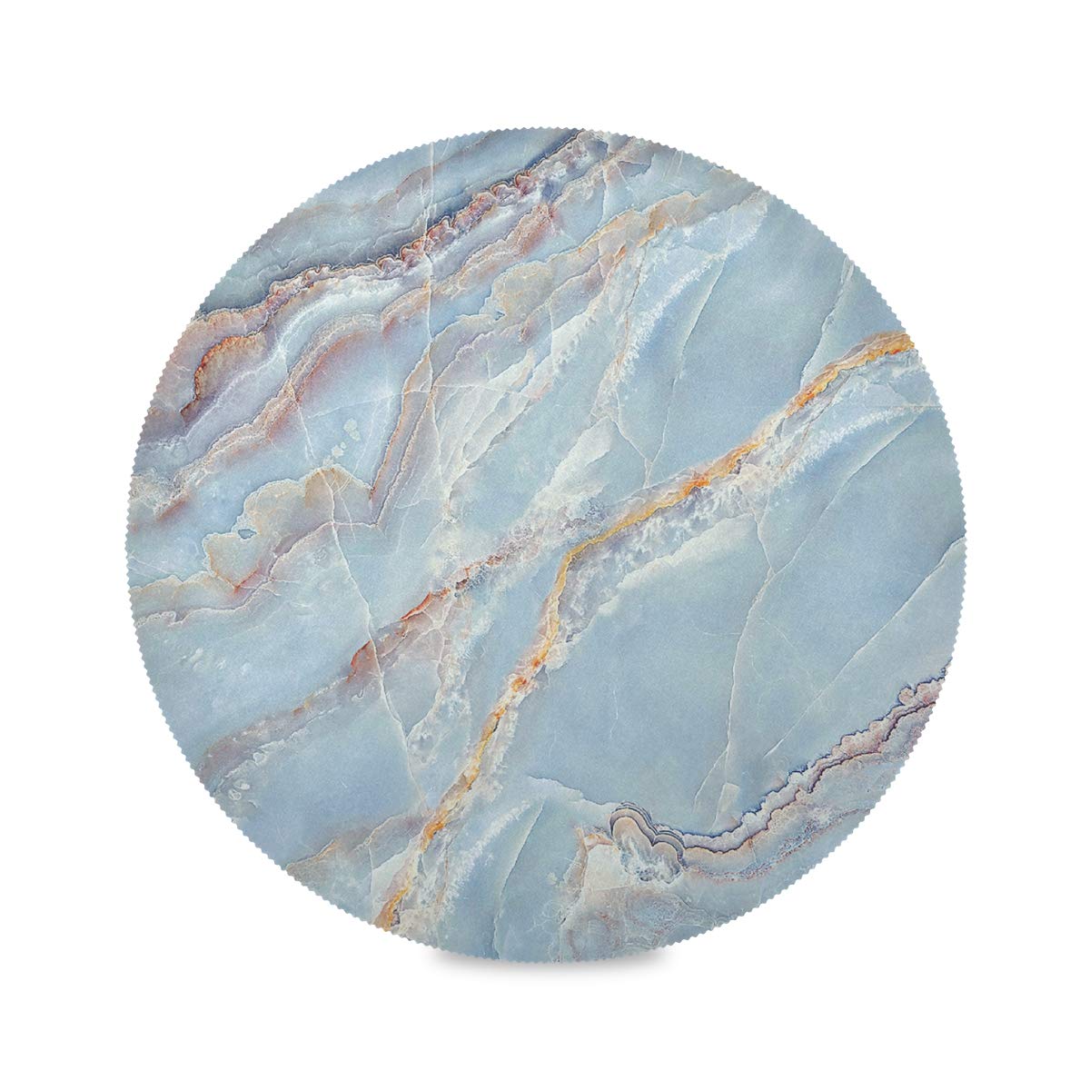 ATTX Round Placemats Set of 6 - Non-Slip Marble Pattern Dining Table Mats for Kitchen, Restaurant & Home Decor - Waterproof & Heat Resistant Circle Placemats for Everyday Use & Special Occasions