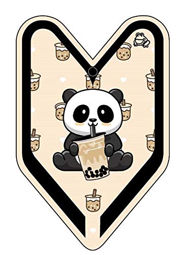 Treefrog Young Leaf Black Milk Tea 24-Pack (1-Box) - Premium Boba Bubble Tea Bags for Home & Office | Panda Car Hanging Air Freshener - Cute Aromatic Decor for Vehicles & Workspaces