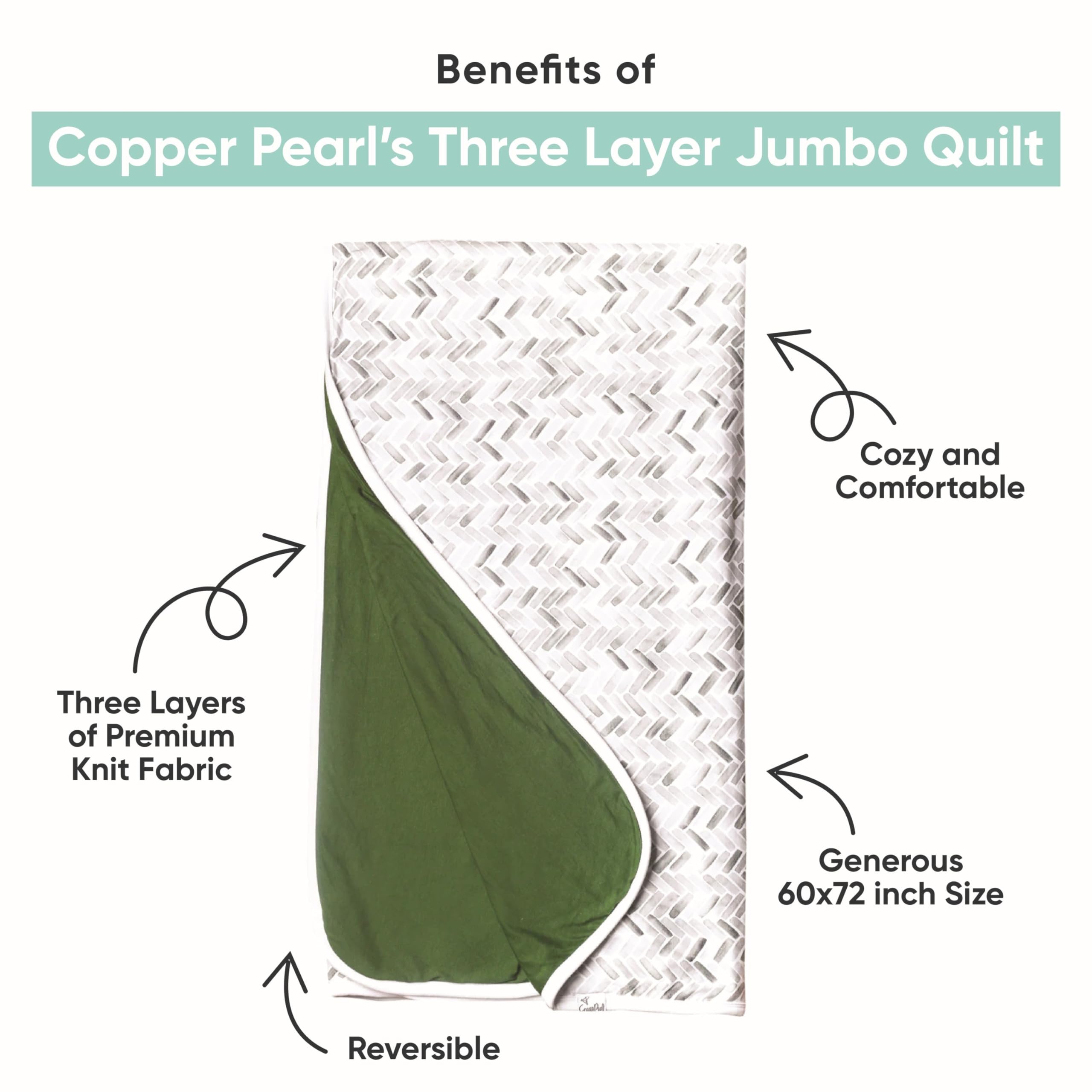 Premium Copper Pearl Jumbo 3-Layer Baby Blanket - Ultra Soft & Breathable Baby Quilt for Boys & Girls | Cozy Toddler Blanket for Newborns | 46