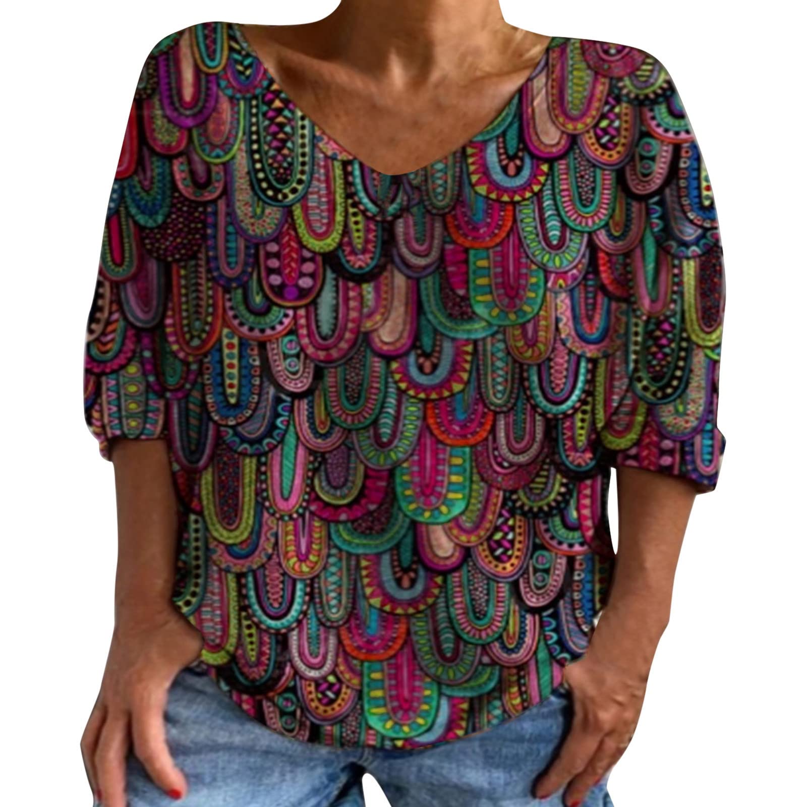 Women's Button Down V-Neck Tank Top - Summer Print Short Sleeve Workout Shirt for Running & Daily Wear | Red Long Sleeve Blouse for Office & Casual Outfits