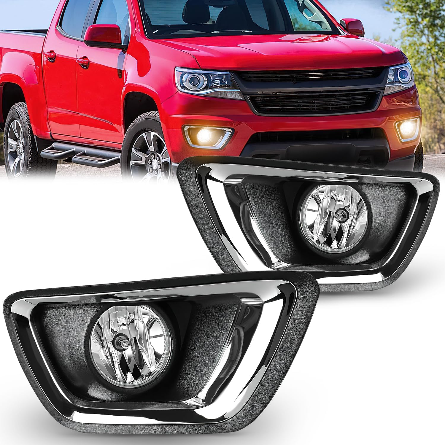 2015-2020 Chevy Colorado Fog Light Assembly with 5202 Bulbs & Clear Lens - Durable Replacement for Enhanced Night Driving Safety
