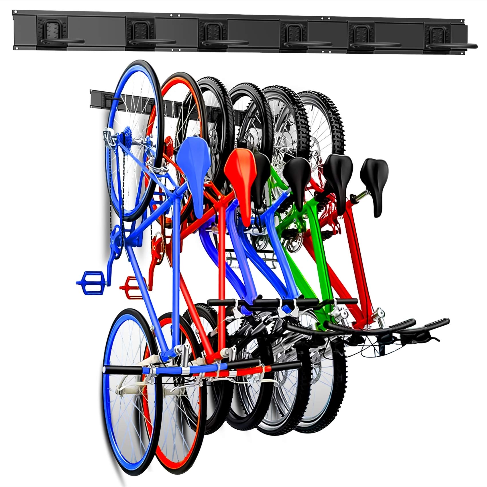 Vertical Bike Hooks for Garage Wall - Heavy Duty 6 Bike Storage Rack Saves Space, Holds Up to 300 lbs (Pack of 3) - Perfect for Organizing Bikes in Small Spaces & Garages