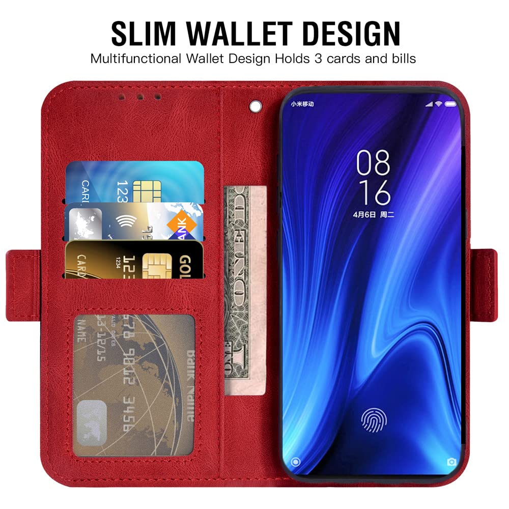 ASUWISH Leather Wallet Case with Card Holder & Tempered Glass Screen Protector for Xiaomi Mi 9T/Mi 9T Pro/Redmi K20/K20 Pro - Flip Cover Stand Case for Daily Use, Business Meetings & Travel Protection