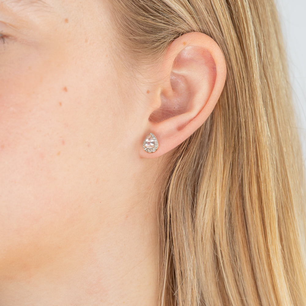 9ct Rose Gold 6x4mm Pear Morganite and 0.15ct Diamond Stud Earrings for Women - Elegant Pink Gemstone Jewelry Gift for Her - Perfect for Weddings, Anniversaries & Special Occasions