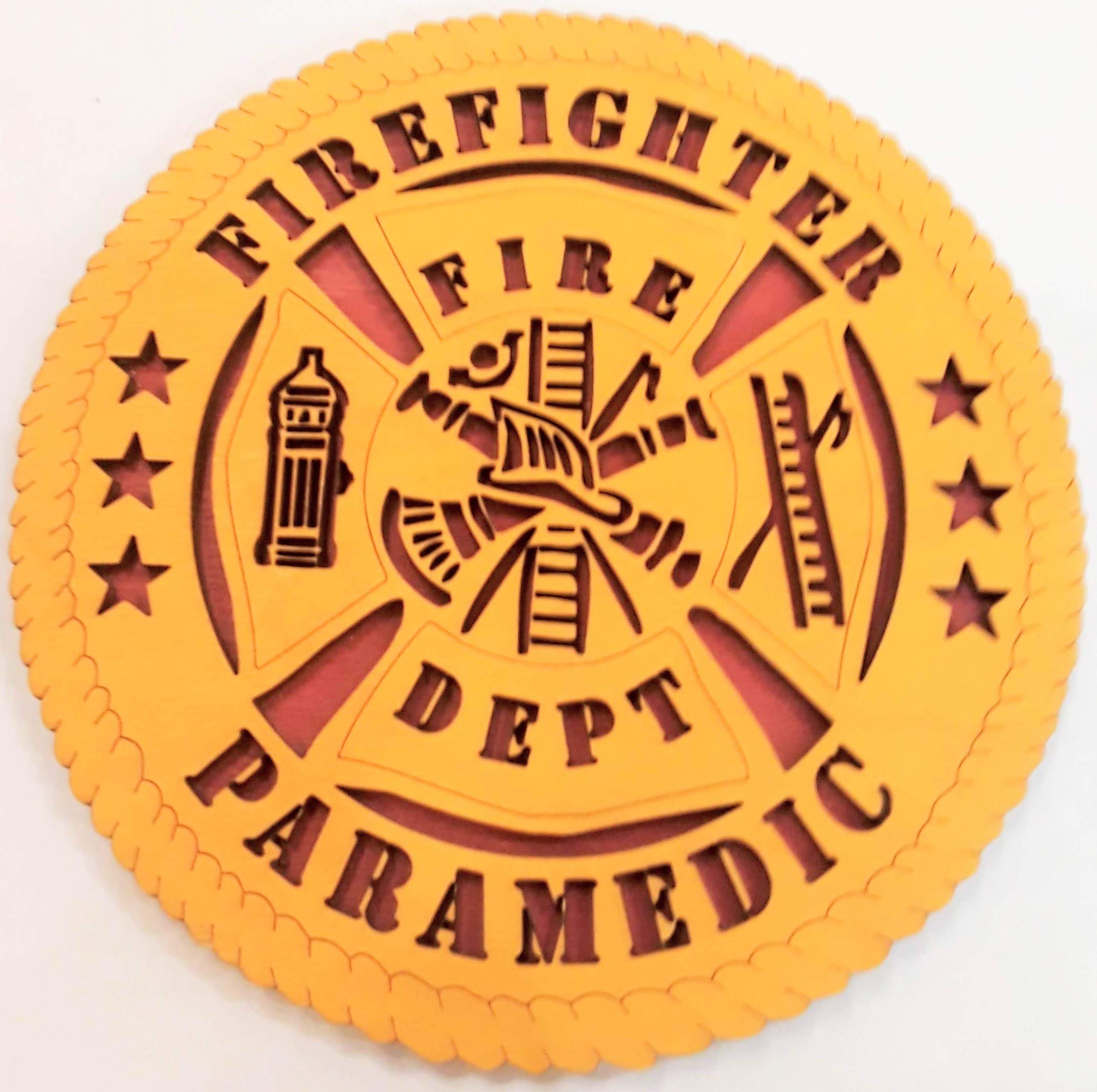 Firefighter Paramedic Wood Plaque - Office Desk Decor Gift