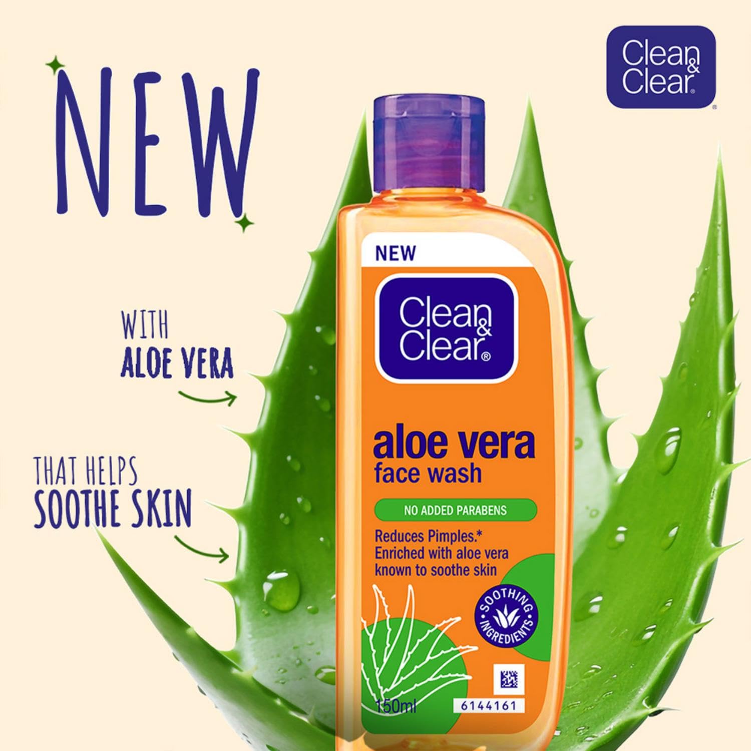 Clean & Clear Aloe Vera Face Wash 150ml - Gentle Cleansing for Acne-Prone Skin - Perfect for Daily Skincare Routine & Travel
