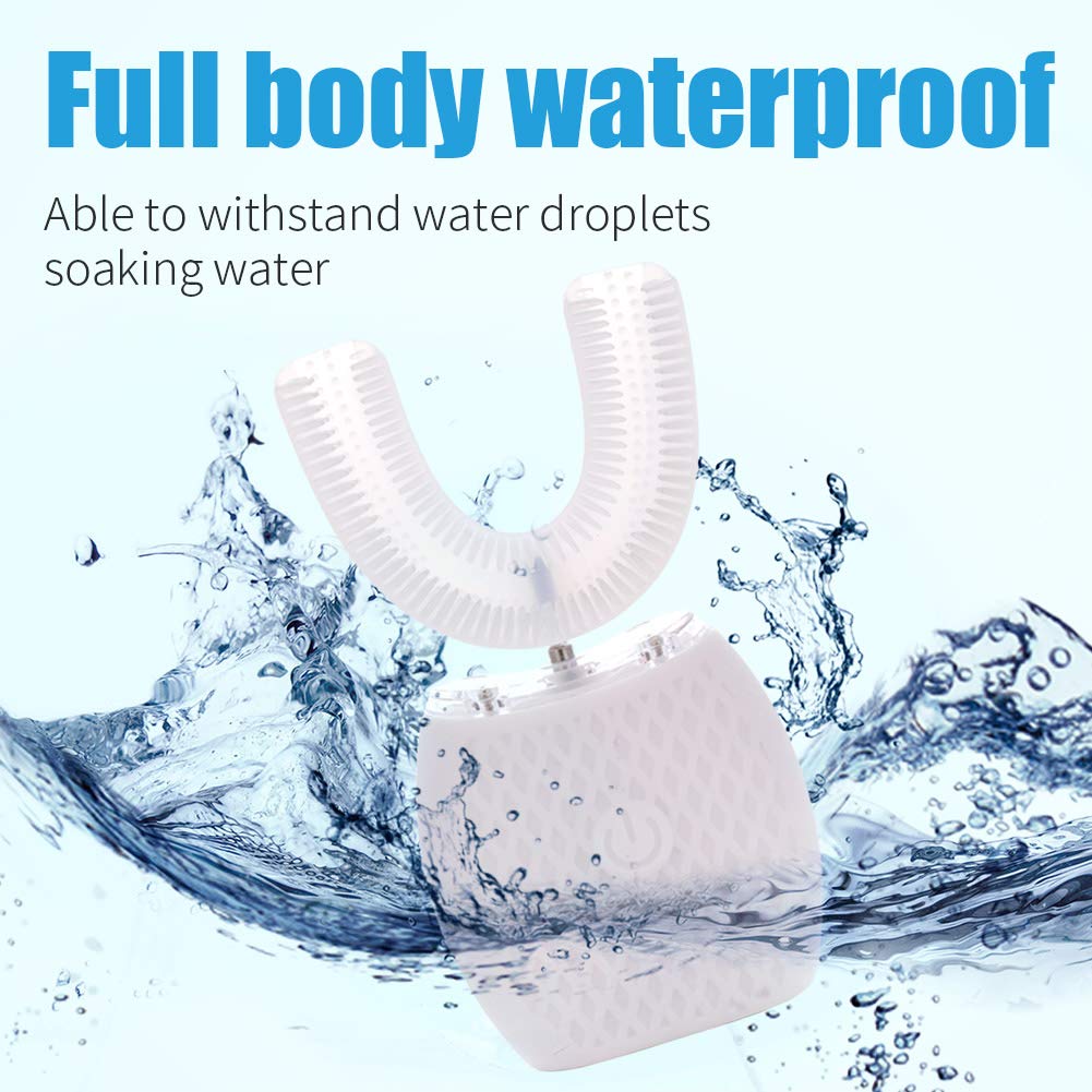 Ultrasonic U-Shaped Electric Toothbrush for Adults - 360° Full Mouth Cleaning with 30-Second Timer - Rechargeable & Washable for Travel & Home Use (White) - Perfect for Busy Professionals & Travelers