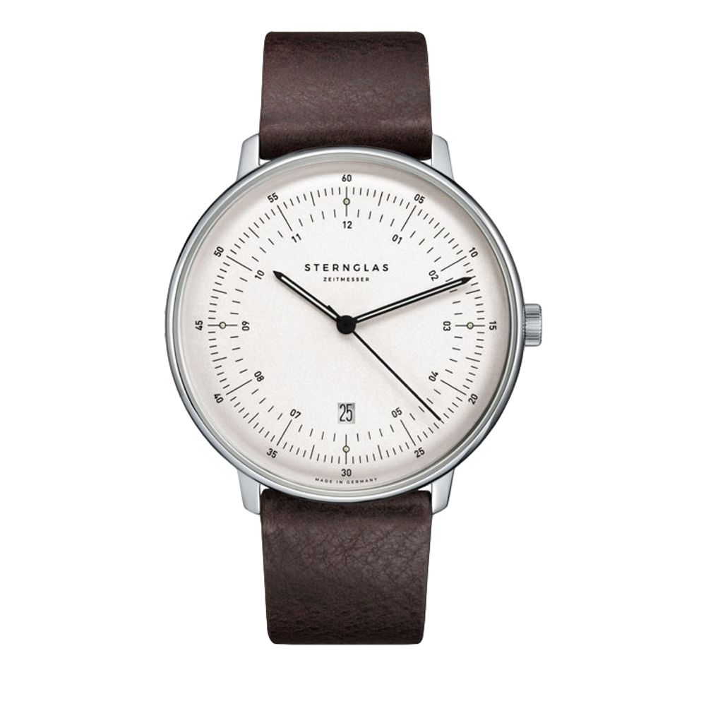 Men's Hamburg White Dial Brown Leather Strap Watch - Classic Casual & Business Timepiece for Everyday Wear