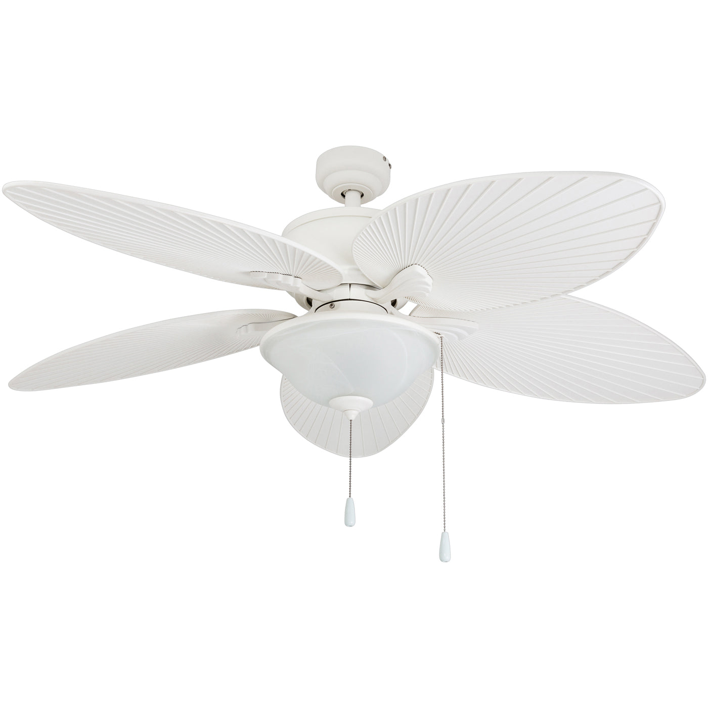 52 Inch Solana White Ceiling Fan with Pull Chain - Indoor/Outdoor Use for Living Room, Bedroom, Patio & Covered Porch